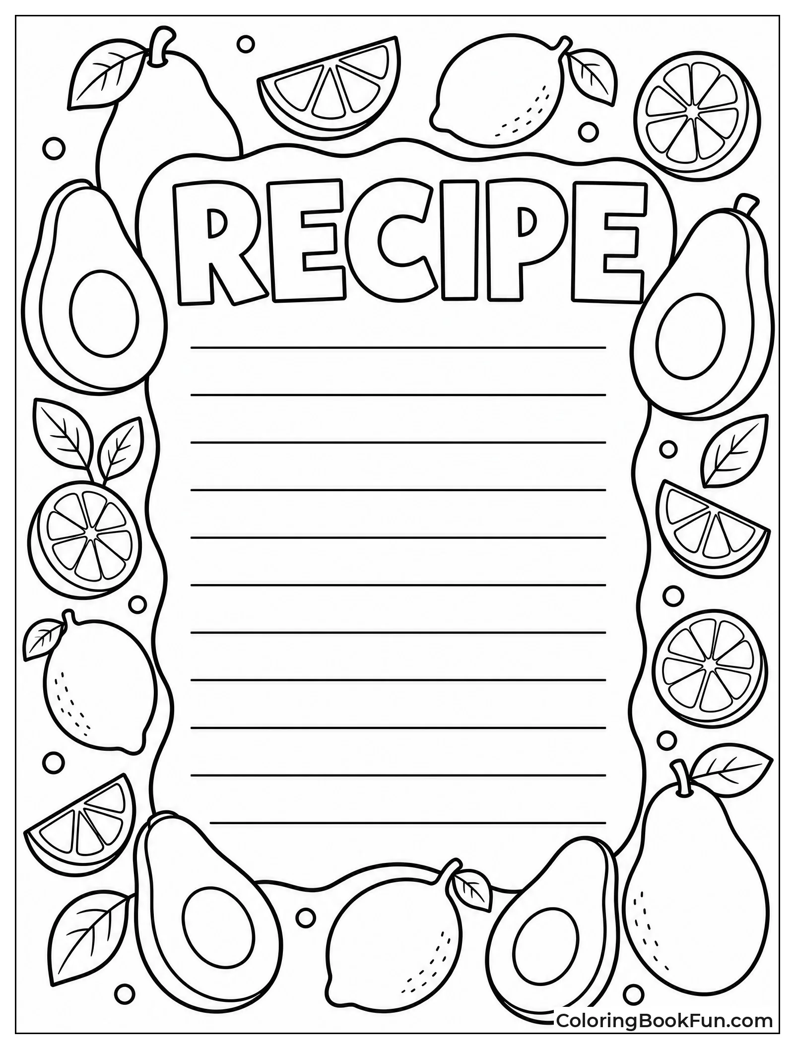 Recipe Card with Avocado Border
