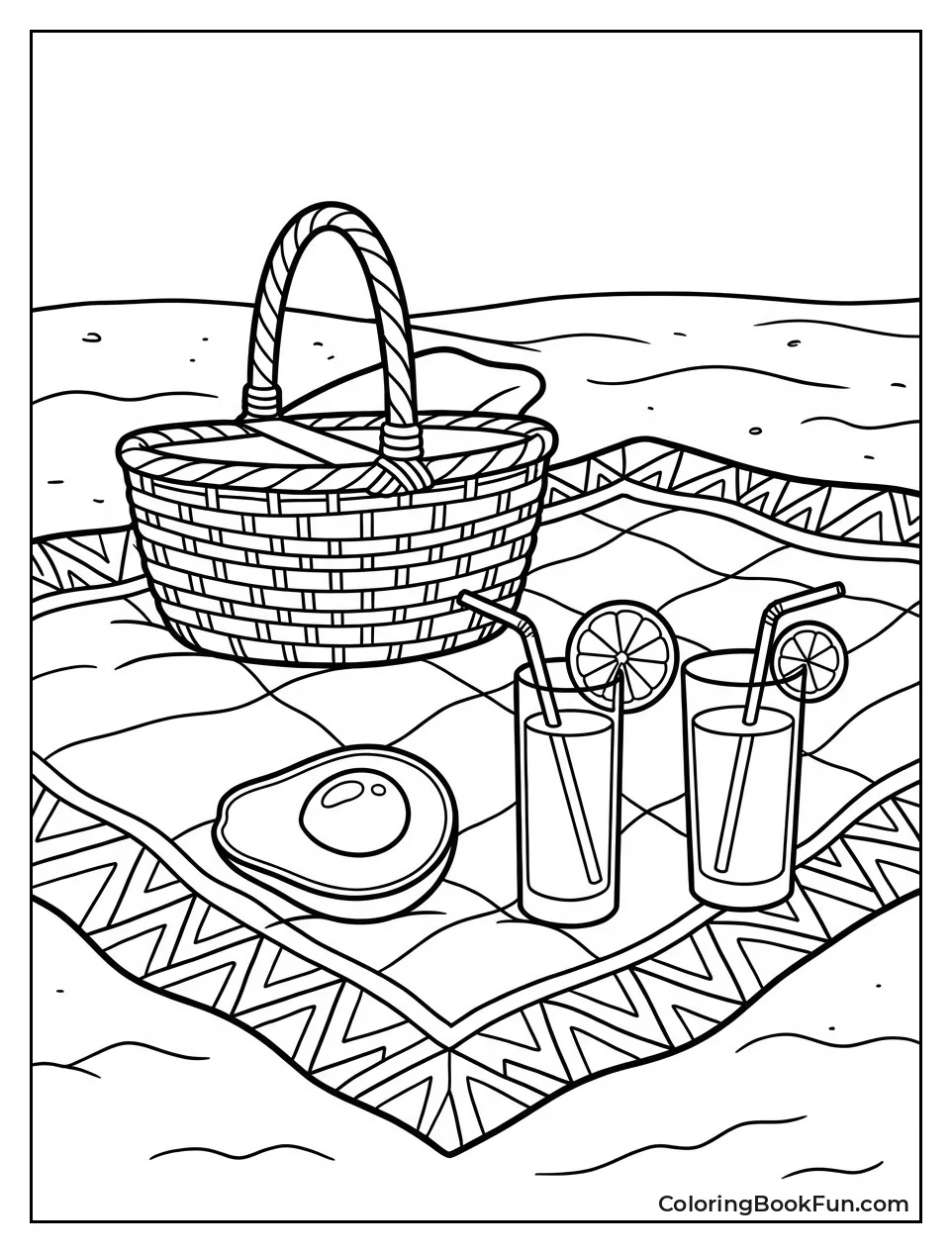 Picnic with Avocado on Beach