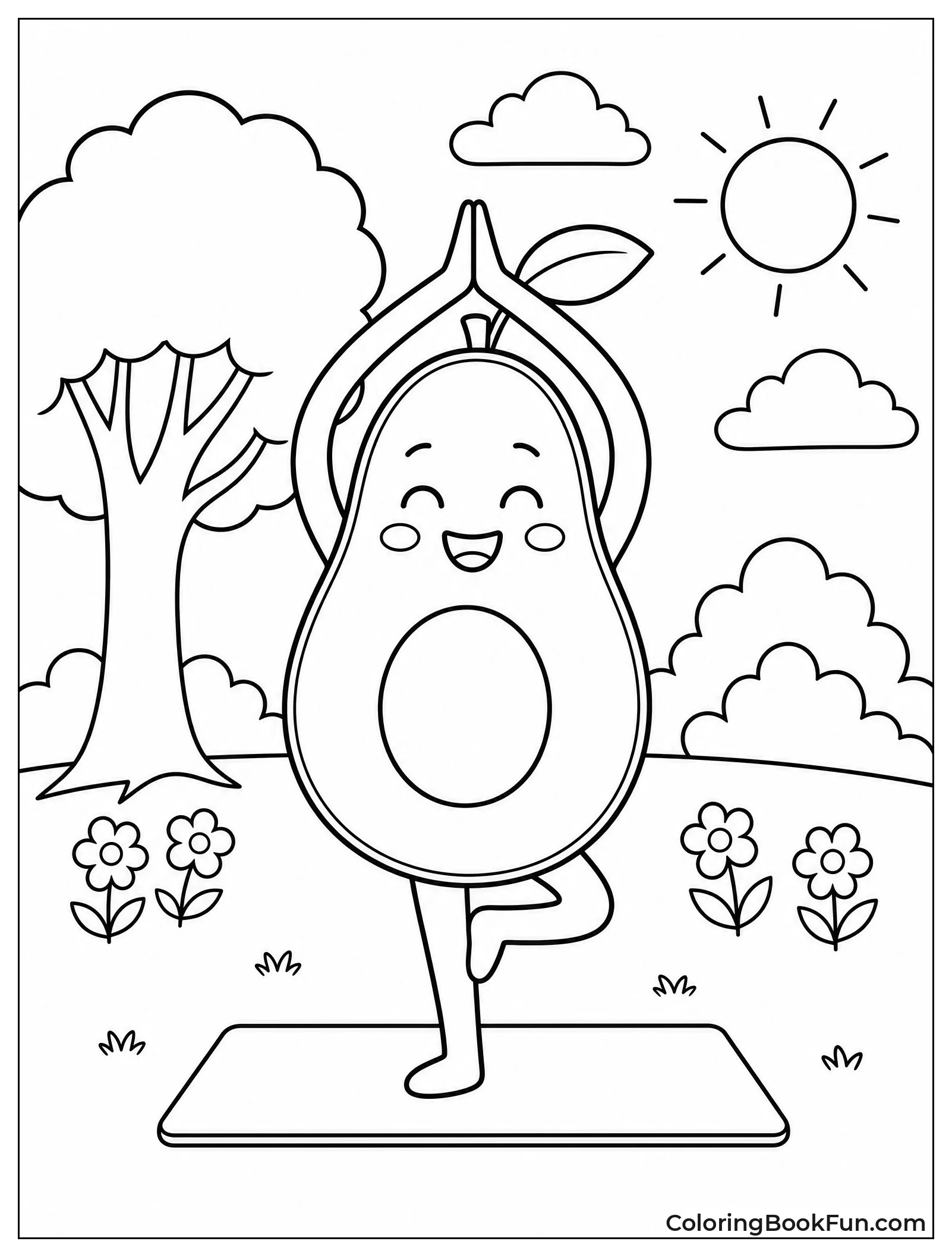Avocado Doing Yoga in Park
