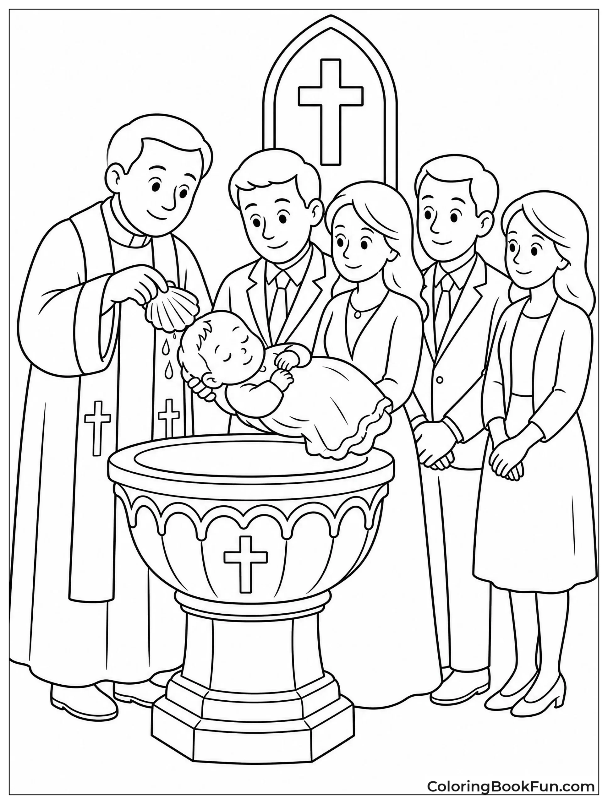 Priest Baptizing Baby with Shell