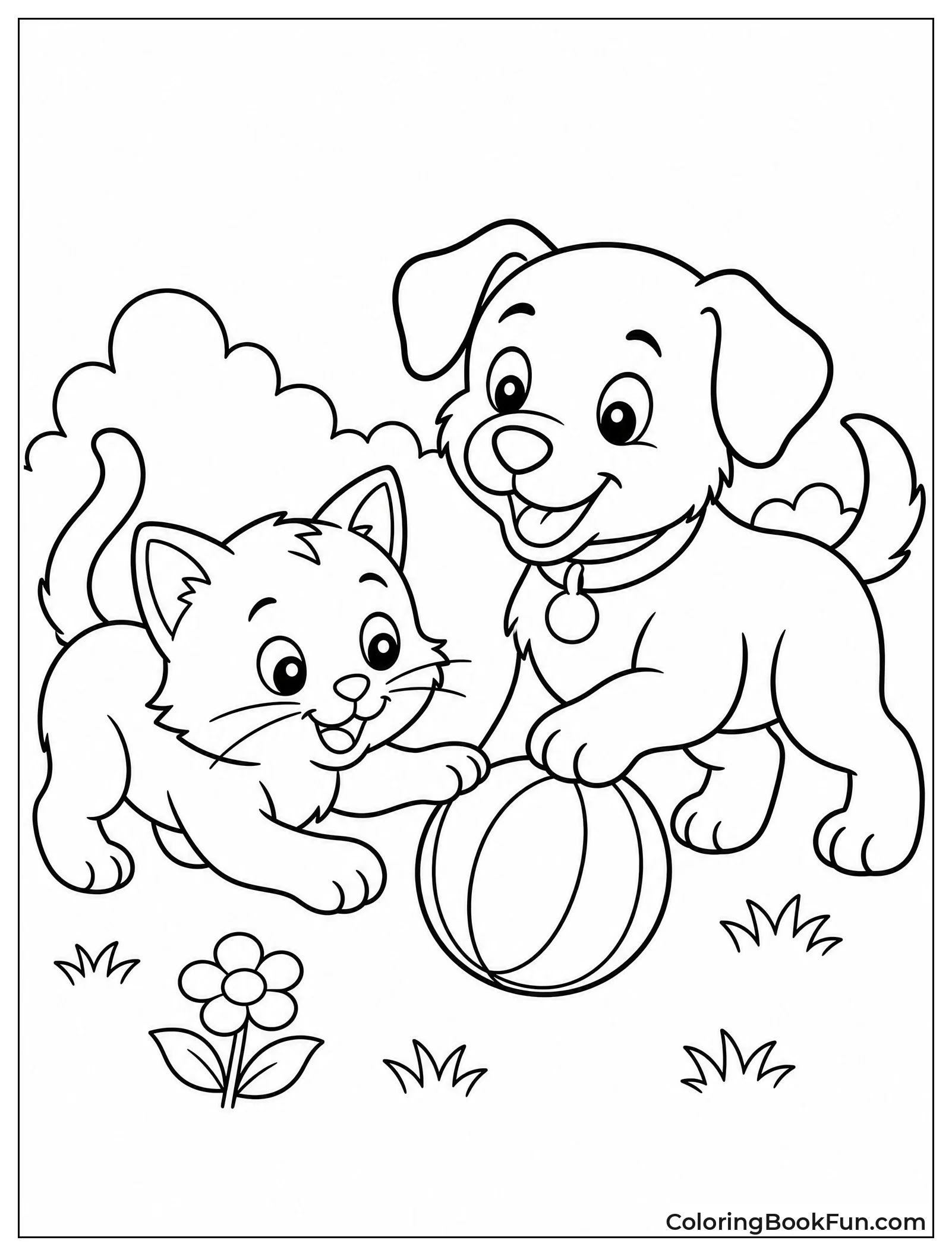 Baby Kitten and Puppy Playing Together