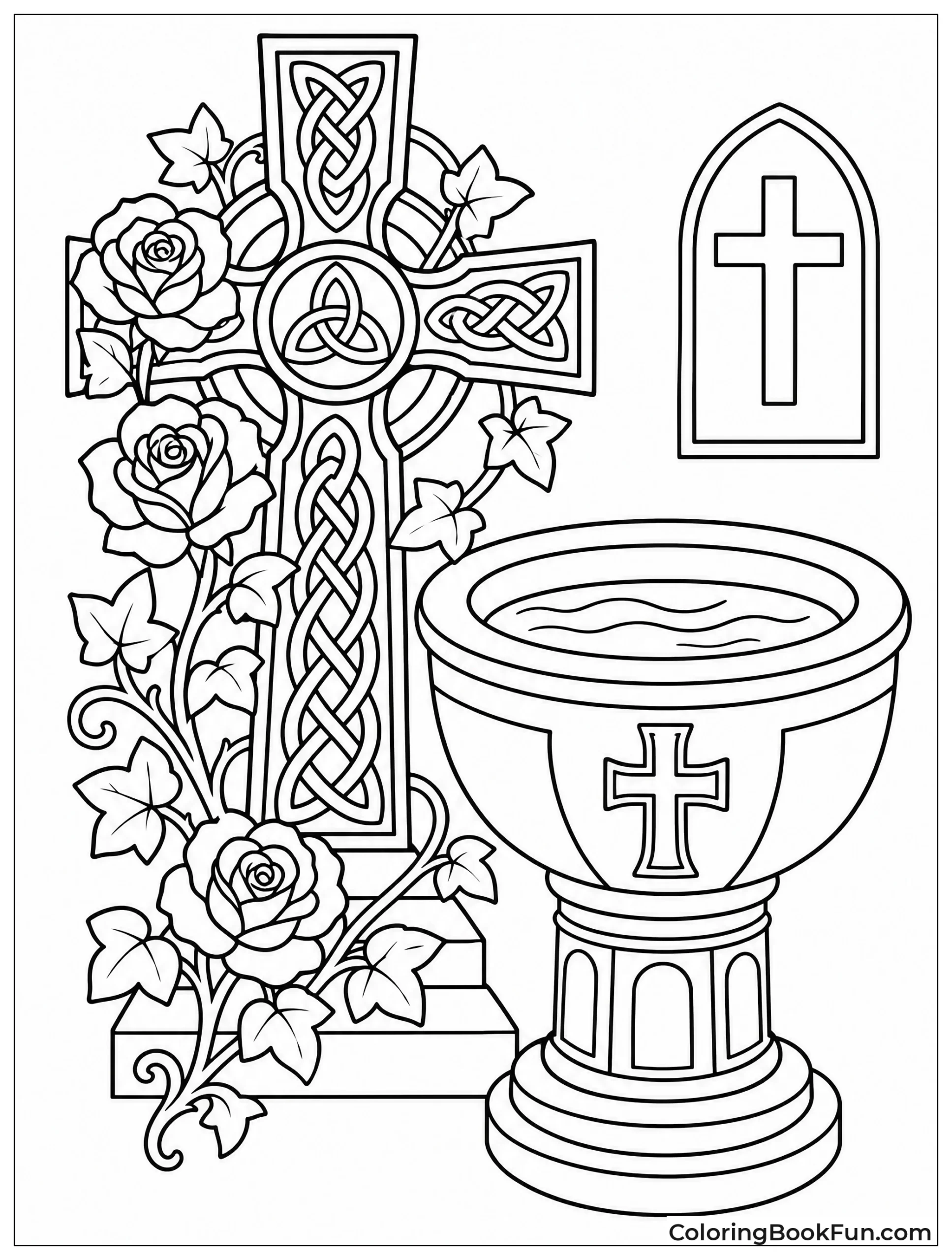 Cross with Roses and Ivy