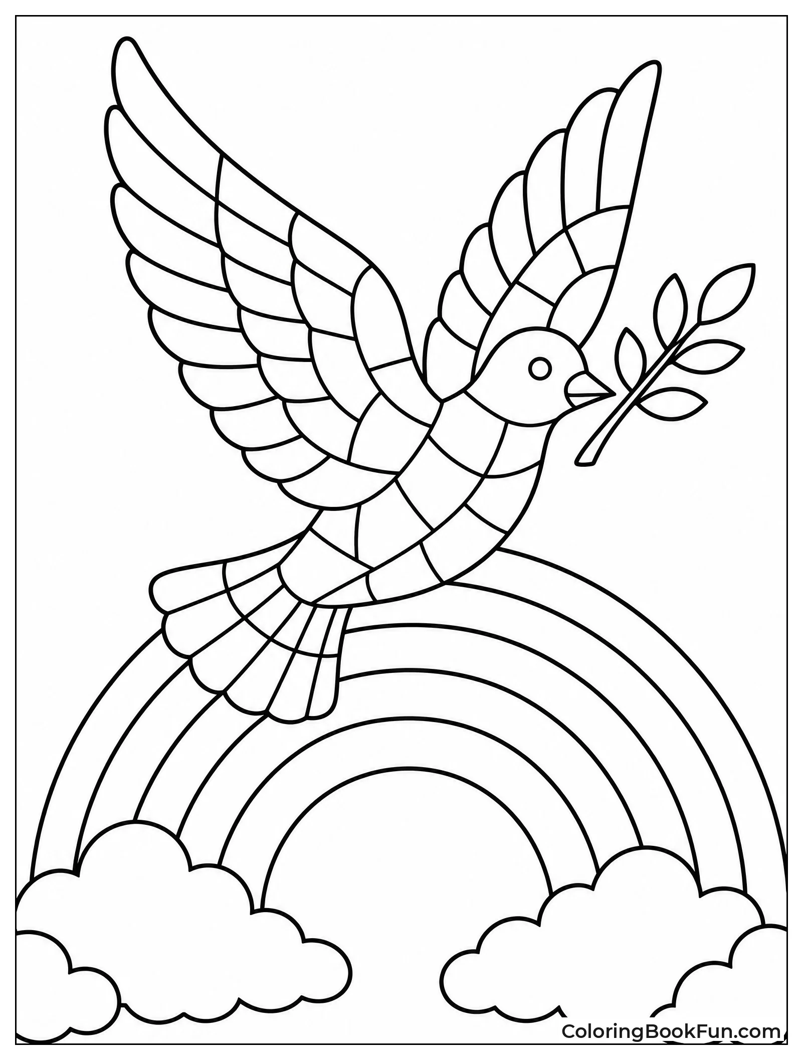 Dove Flying Through Rainbow