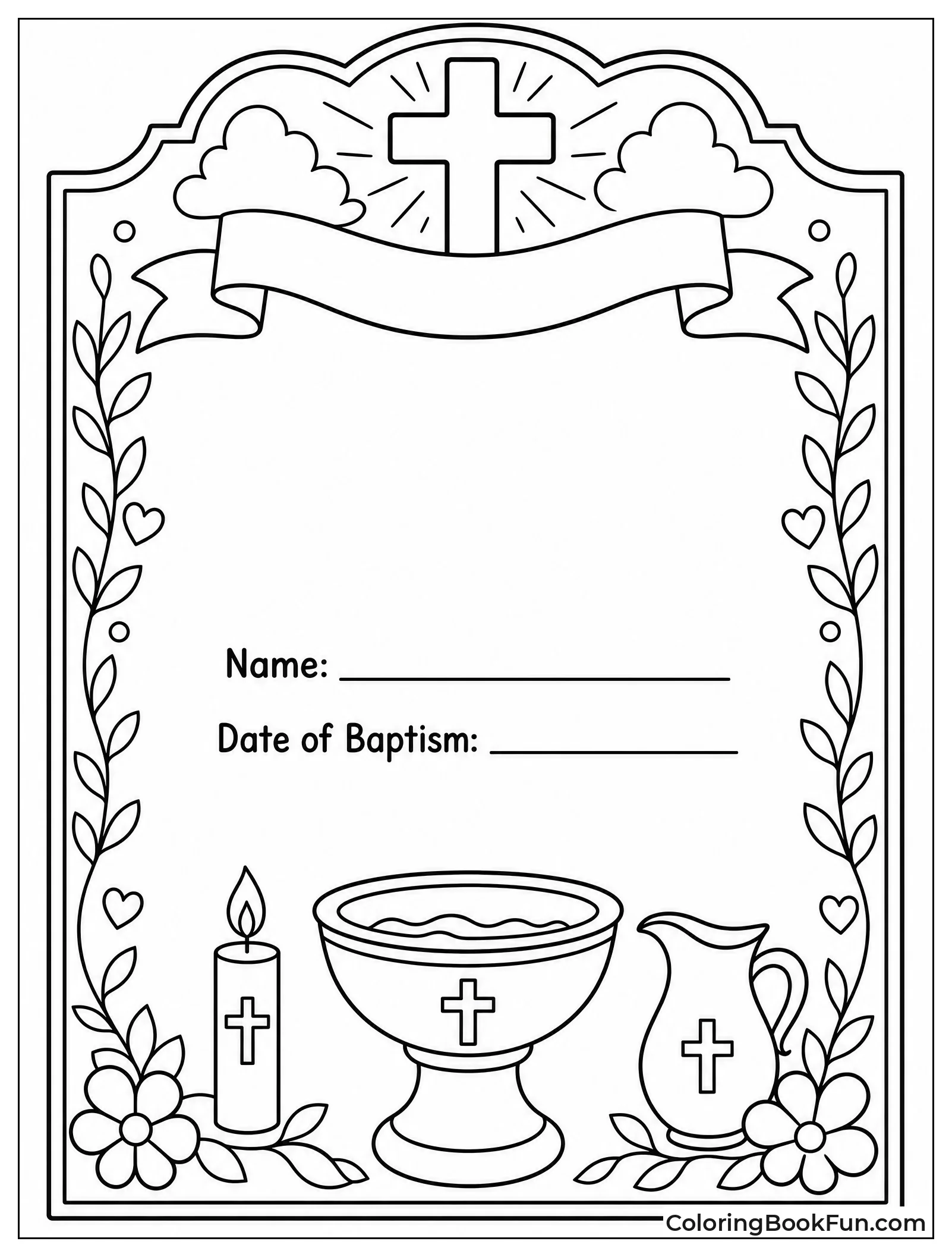 Pretty Border for Baptism Certificate