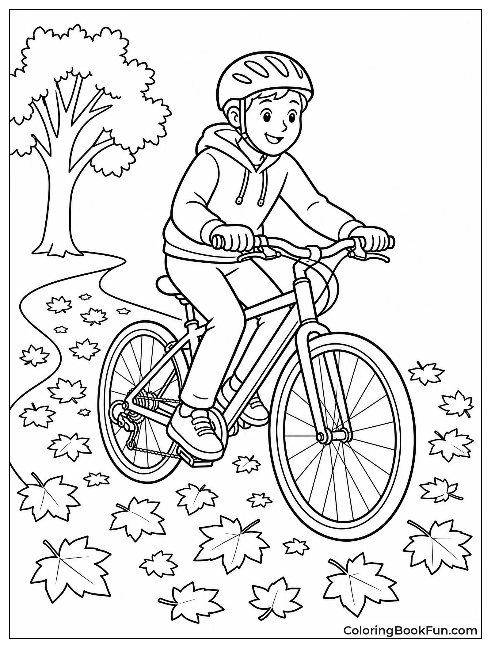 Riding Bike Through Autumn Leaves