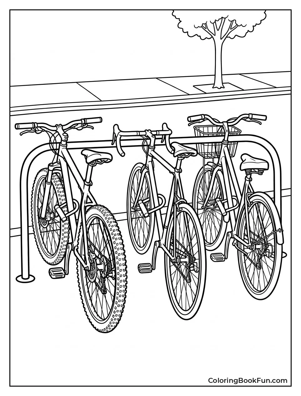 Bikes Locked at Parking Rack