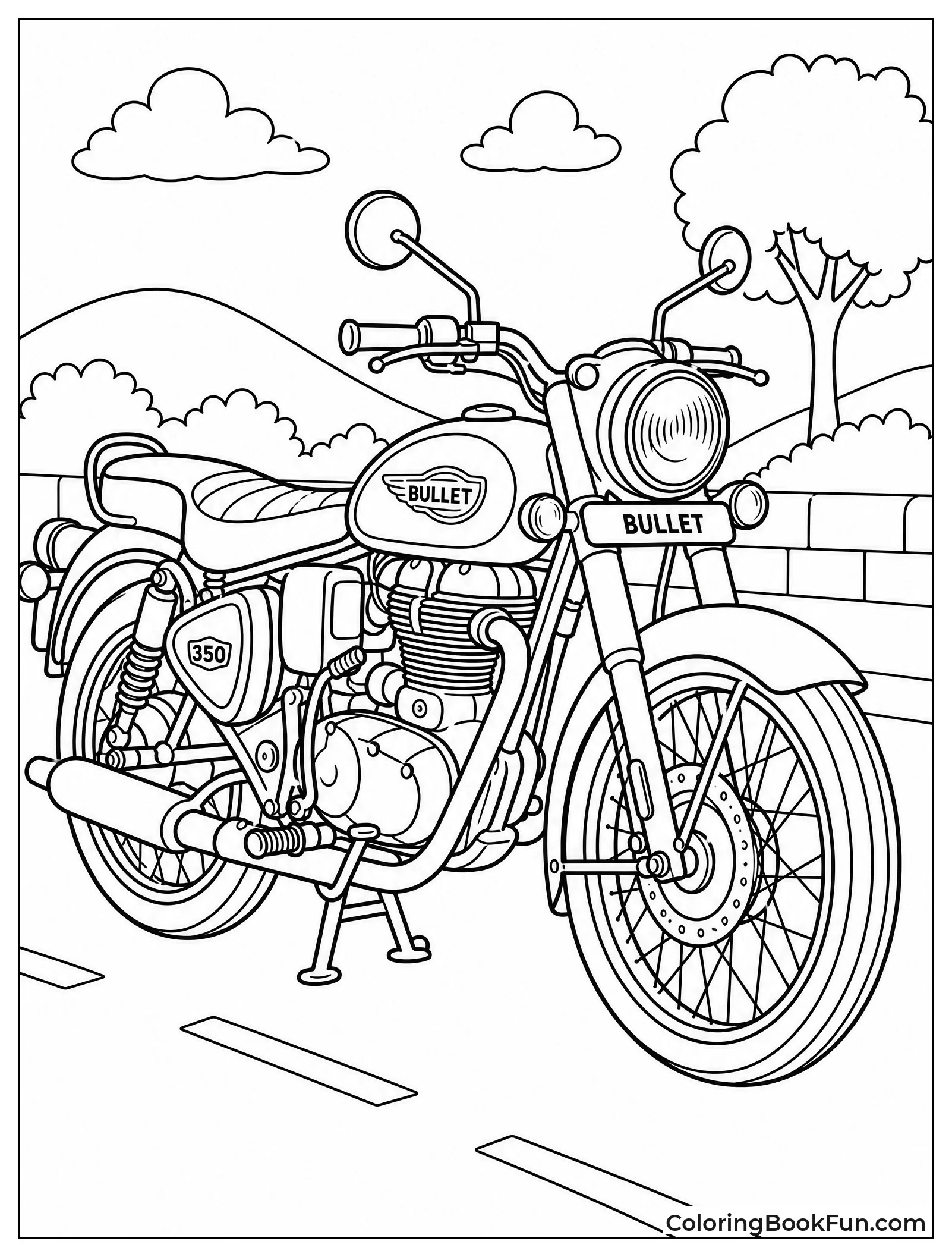 Vintage Bullet Motorcycle on Road