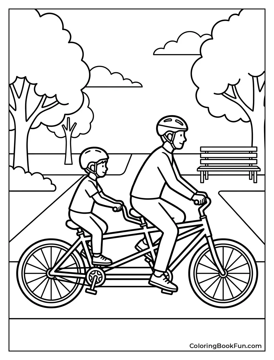 Tandem Bike Ride in Park