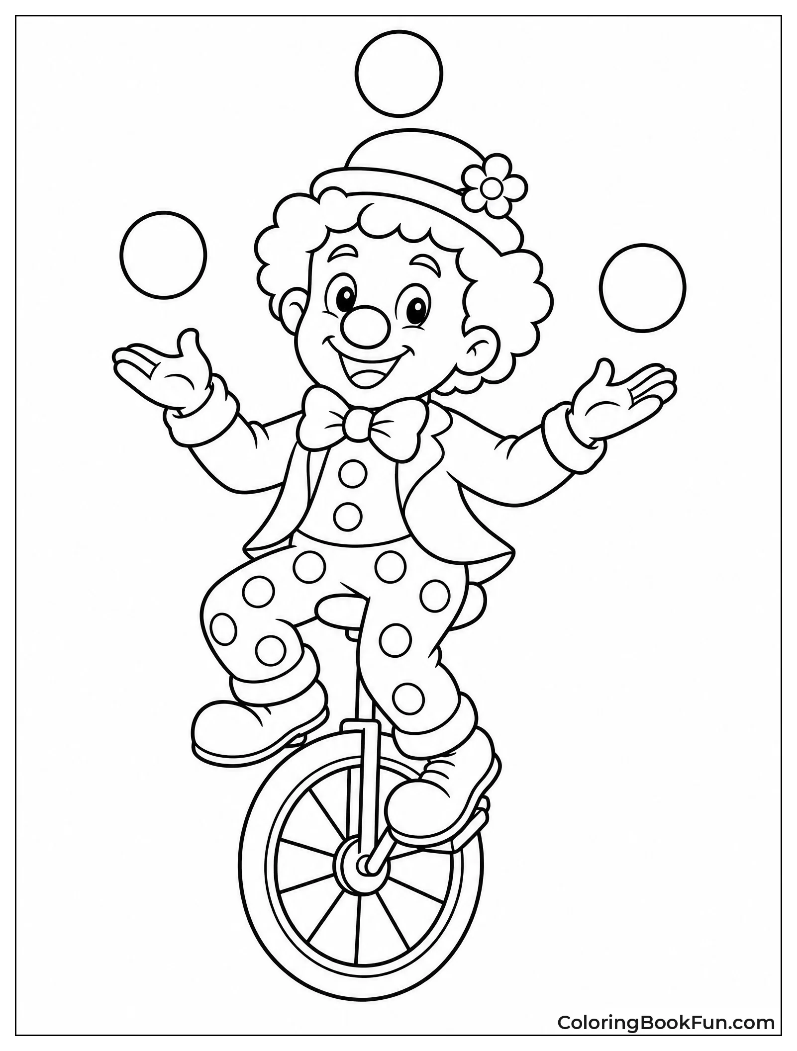 Clown Juggling on Unicycle