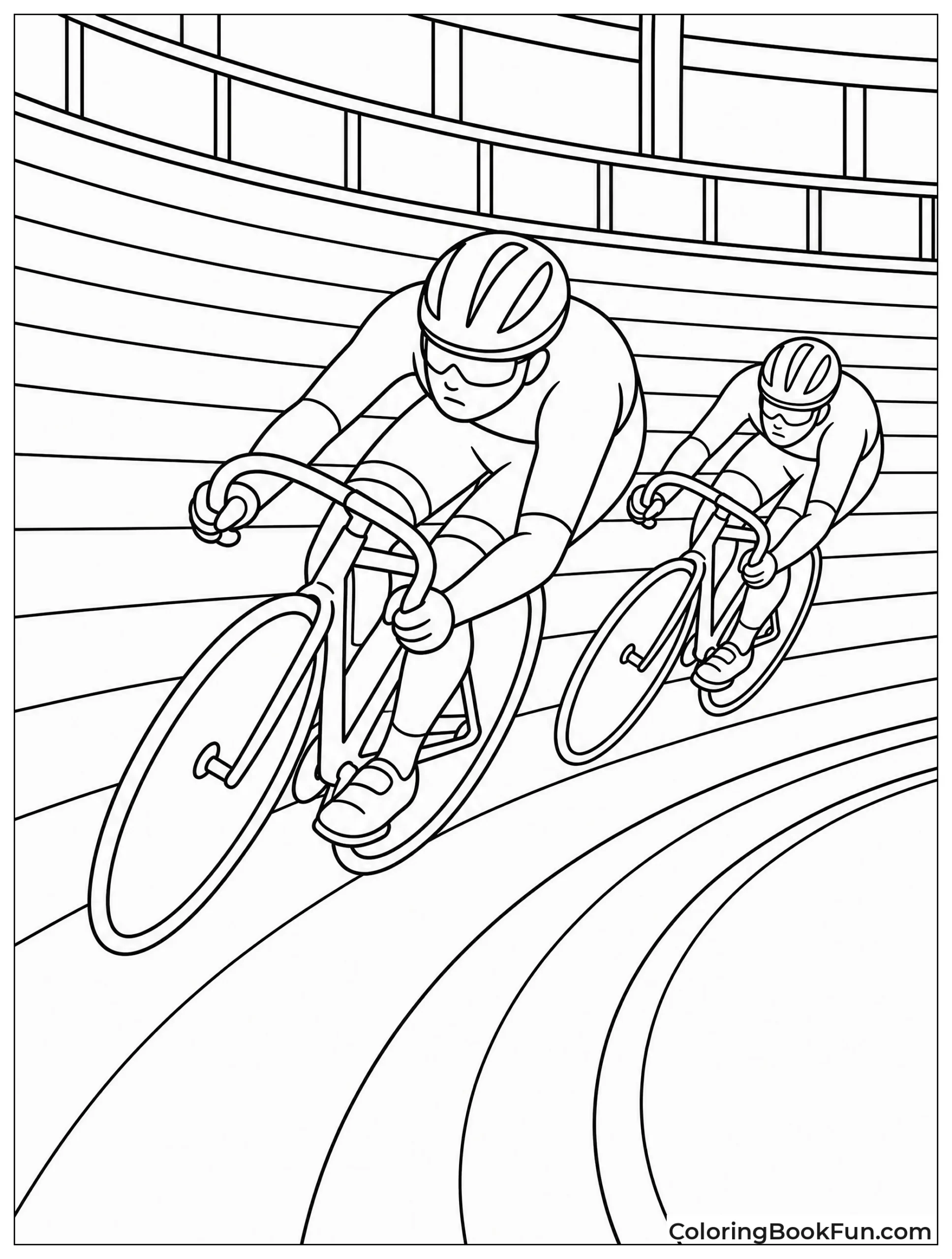 Track Cyclists Racing in Velodrome
