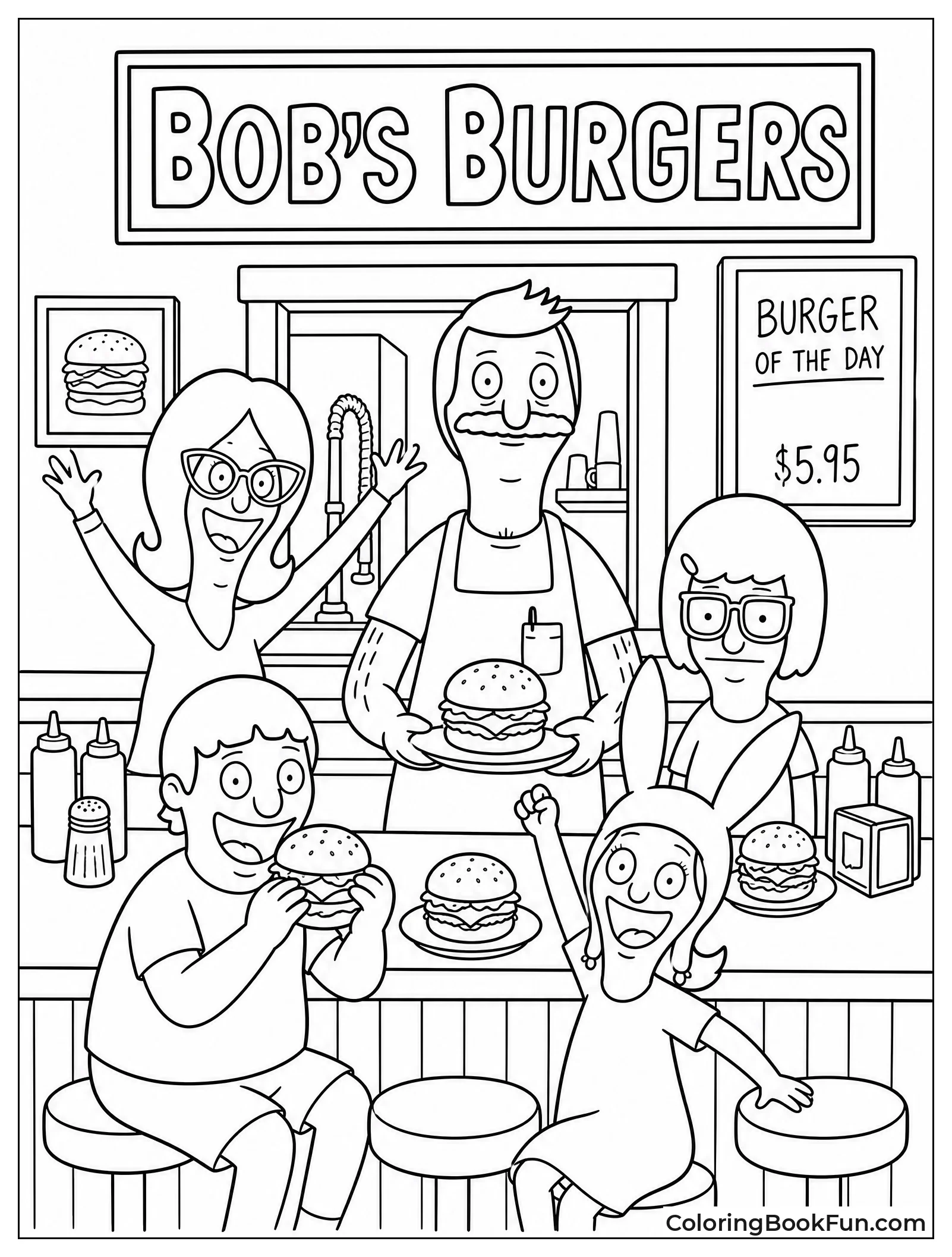 Belcher Family Running the Diner
