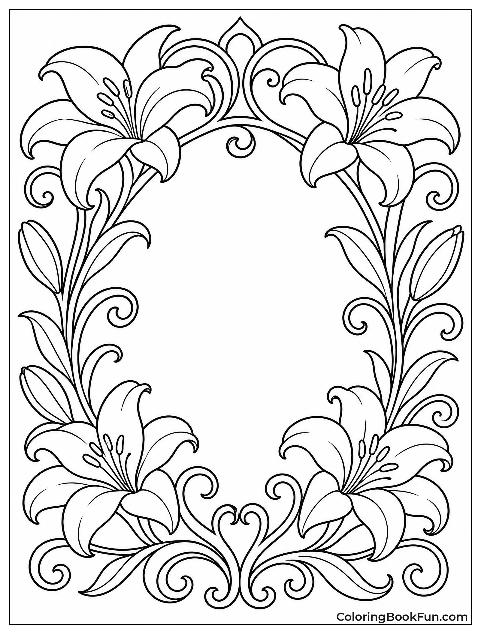 Lilies Forming Art Nouveau Wreath