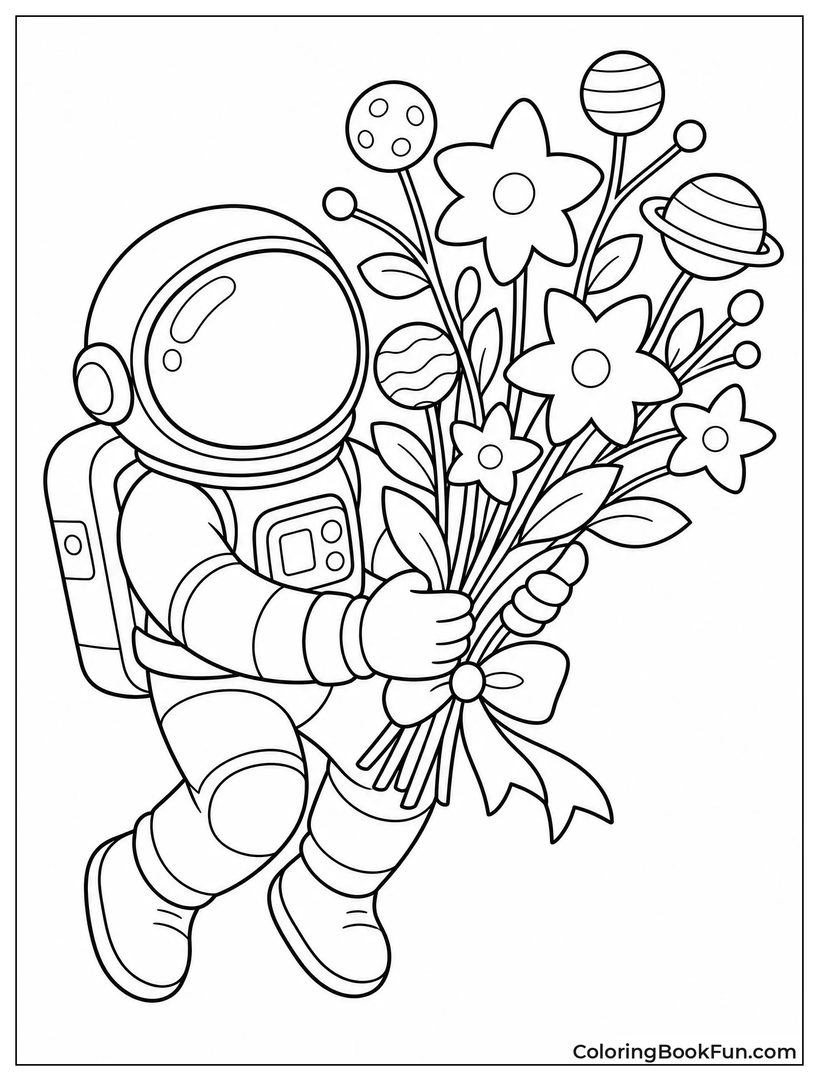 Astronaut Holding Star Shaped Flowers