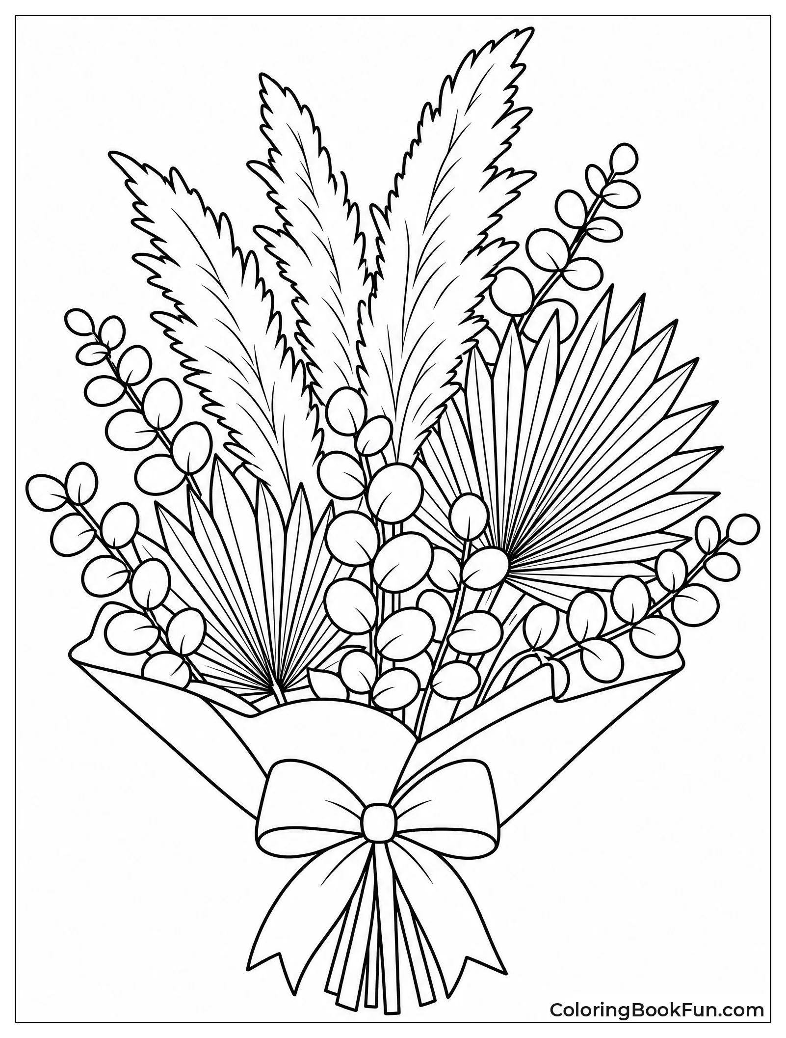 Bohemian Pampas Grass and Leaves