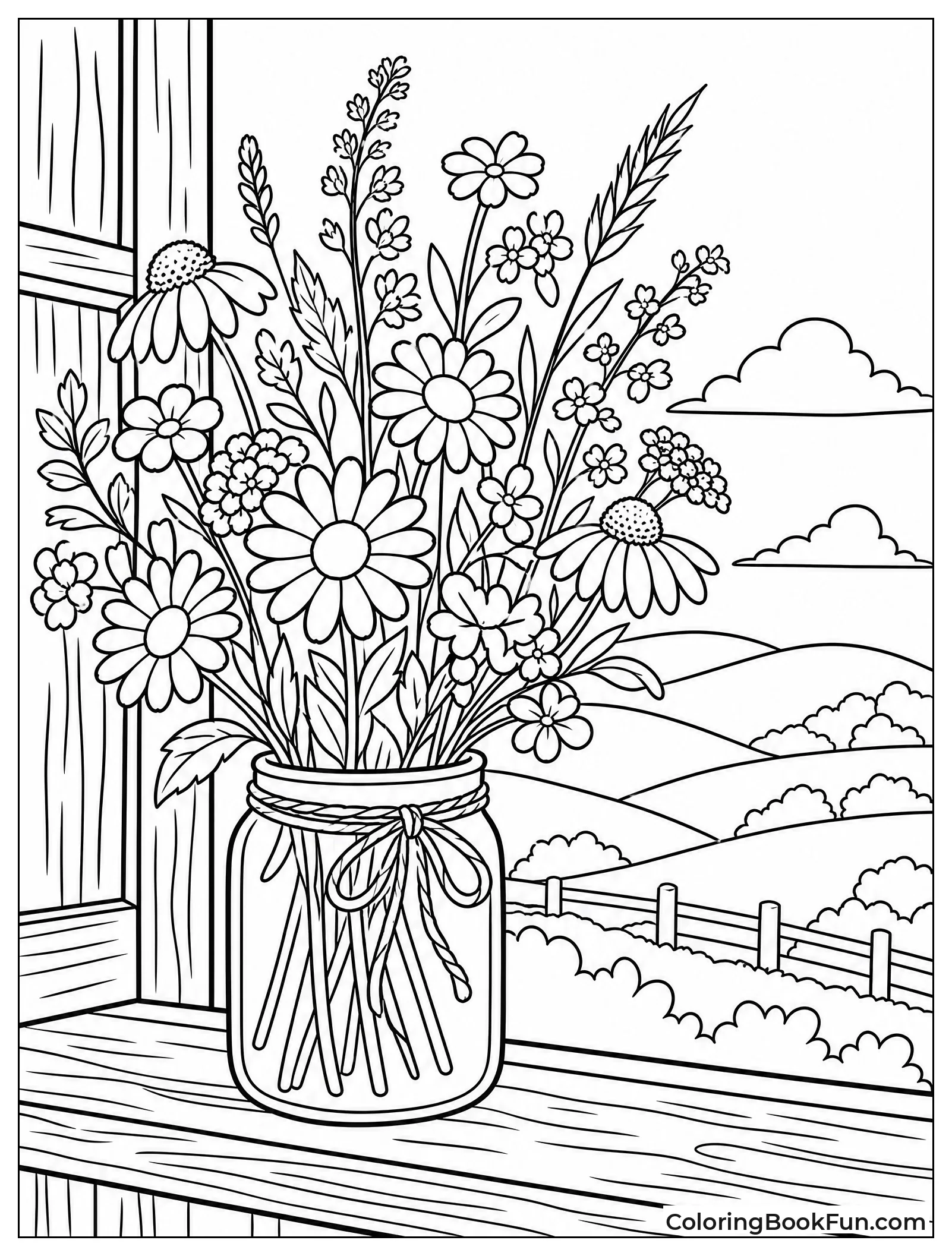 Wildflowers on Cottage Windowsill