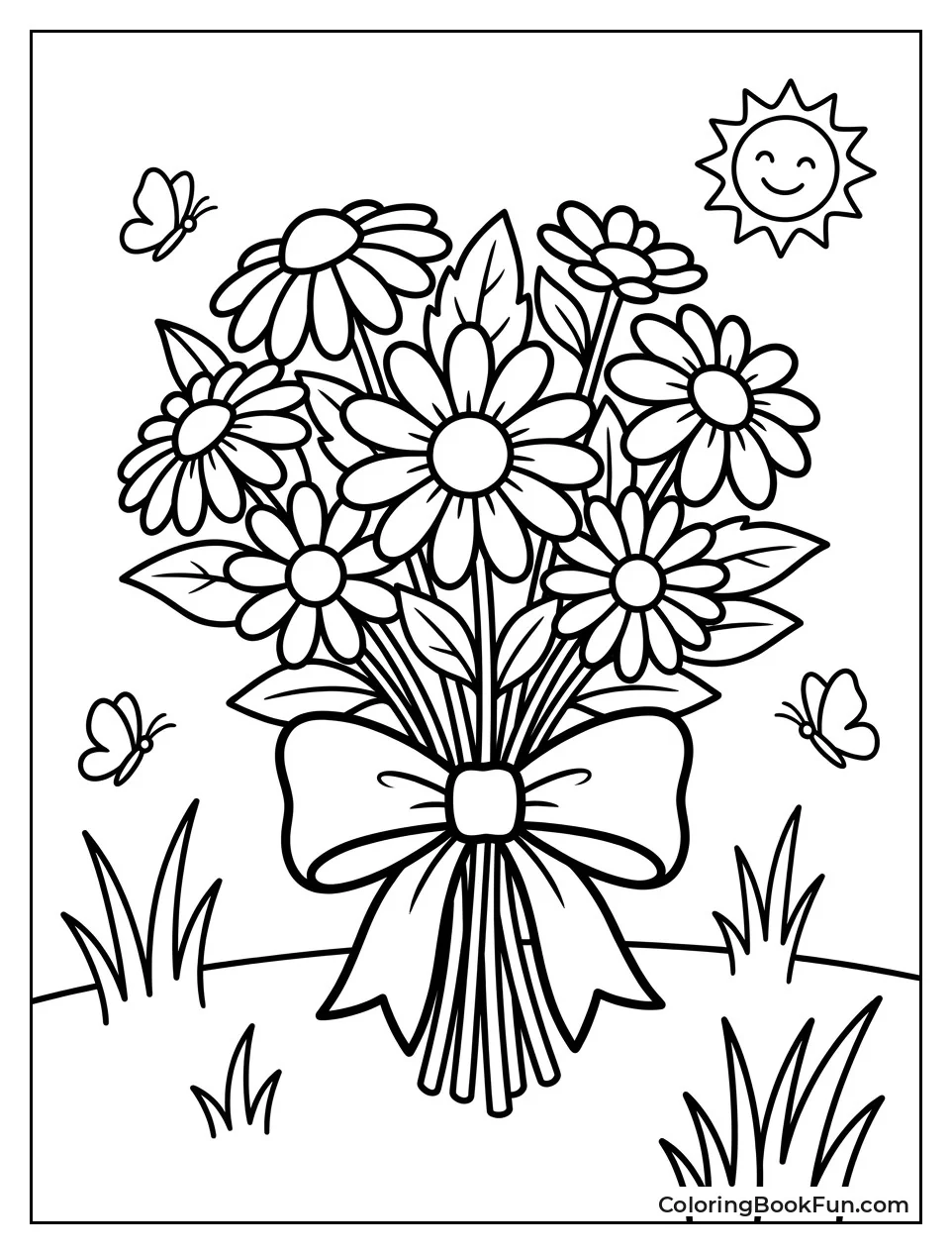 Daisies with Big Ribbon Bow