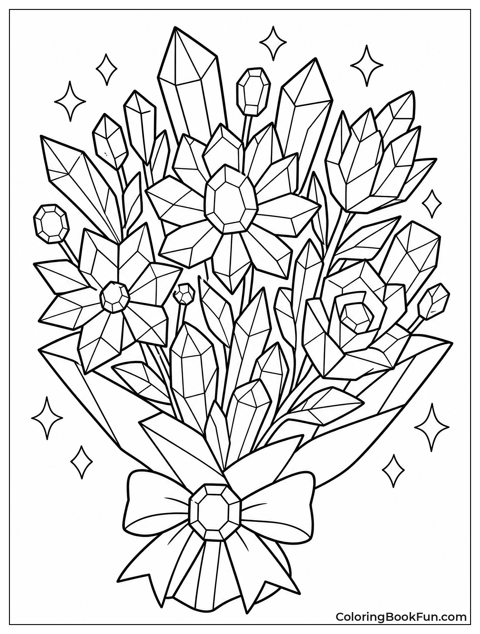 Crystal Flowers with Geometric Shapes