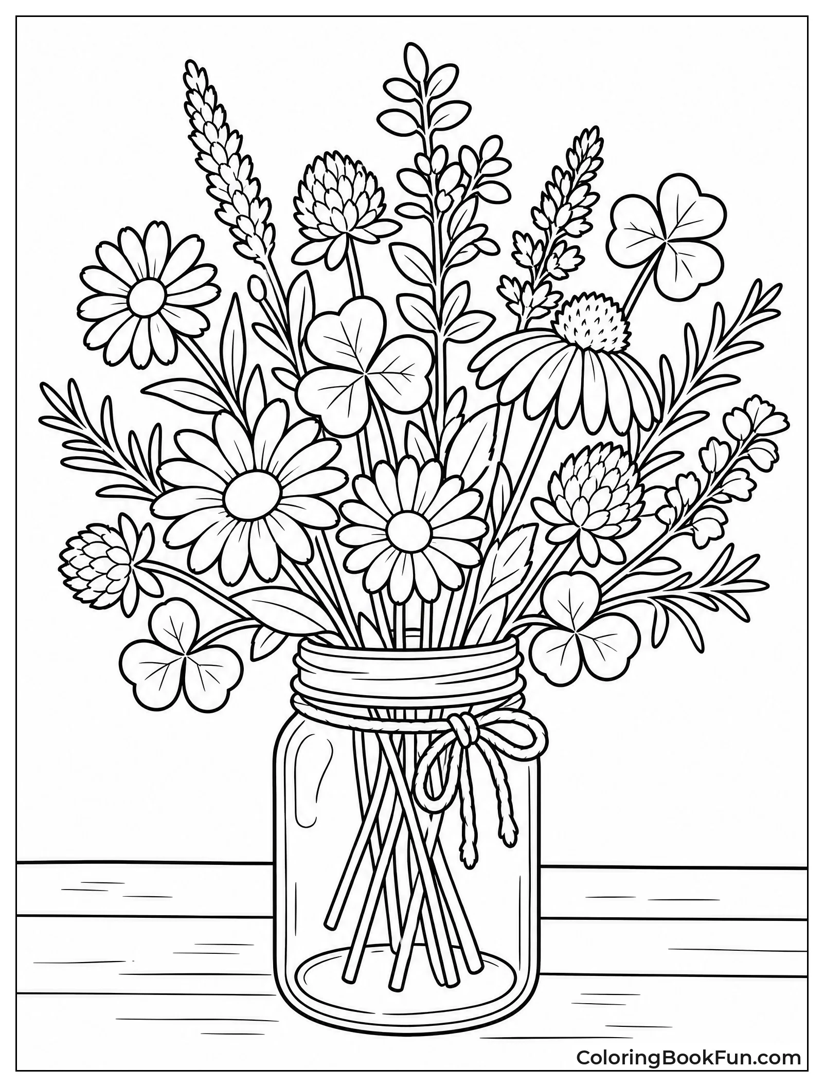 Wildflowers in Rustic Mason Jar