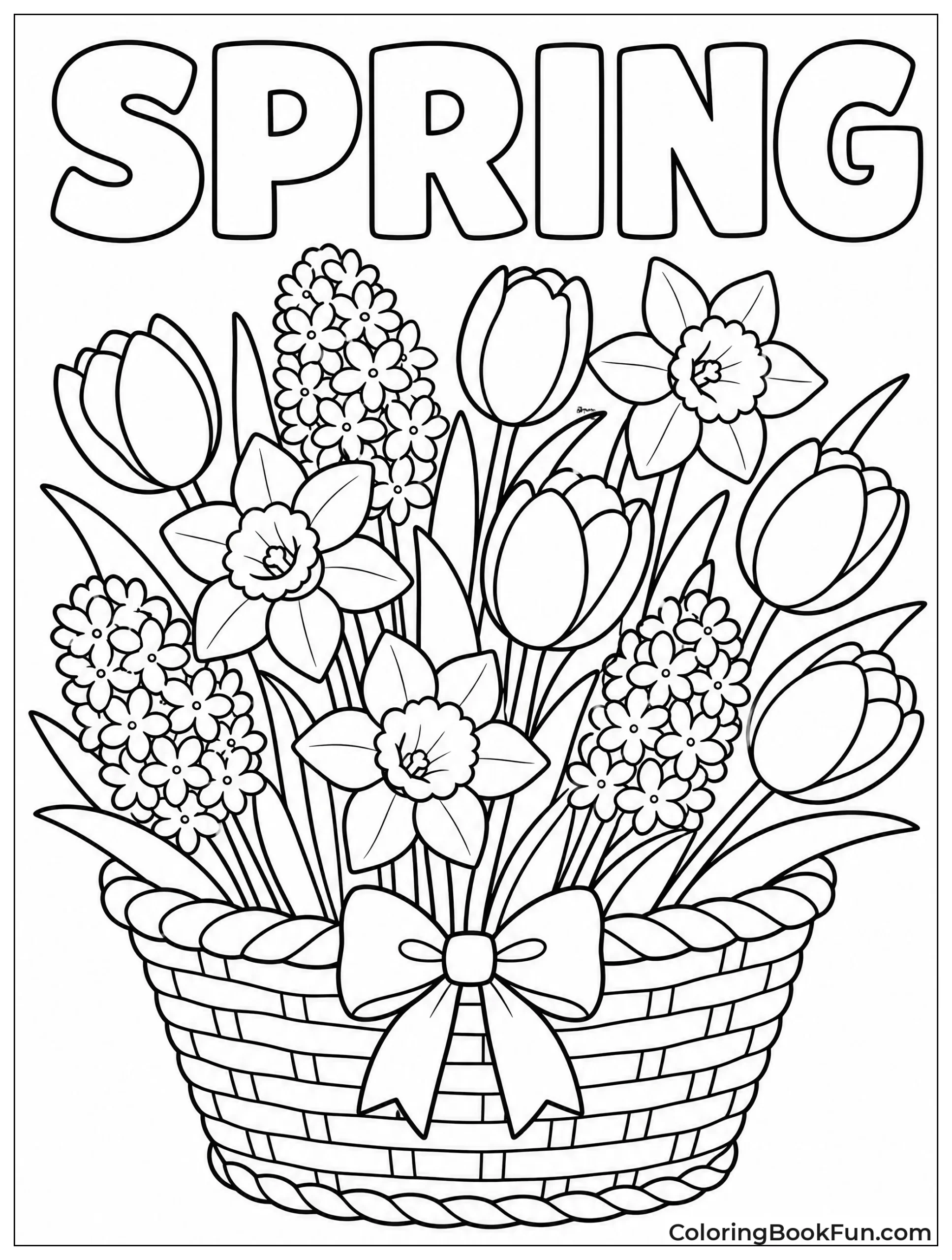 Spring Tulips in Wicker Basket