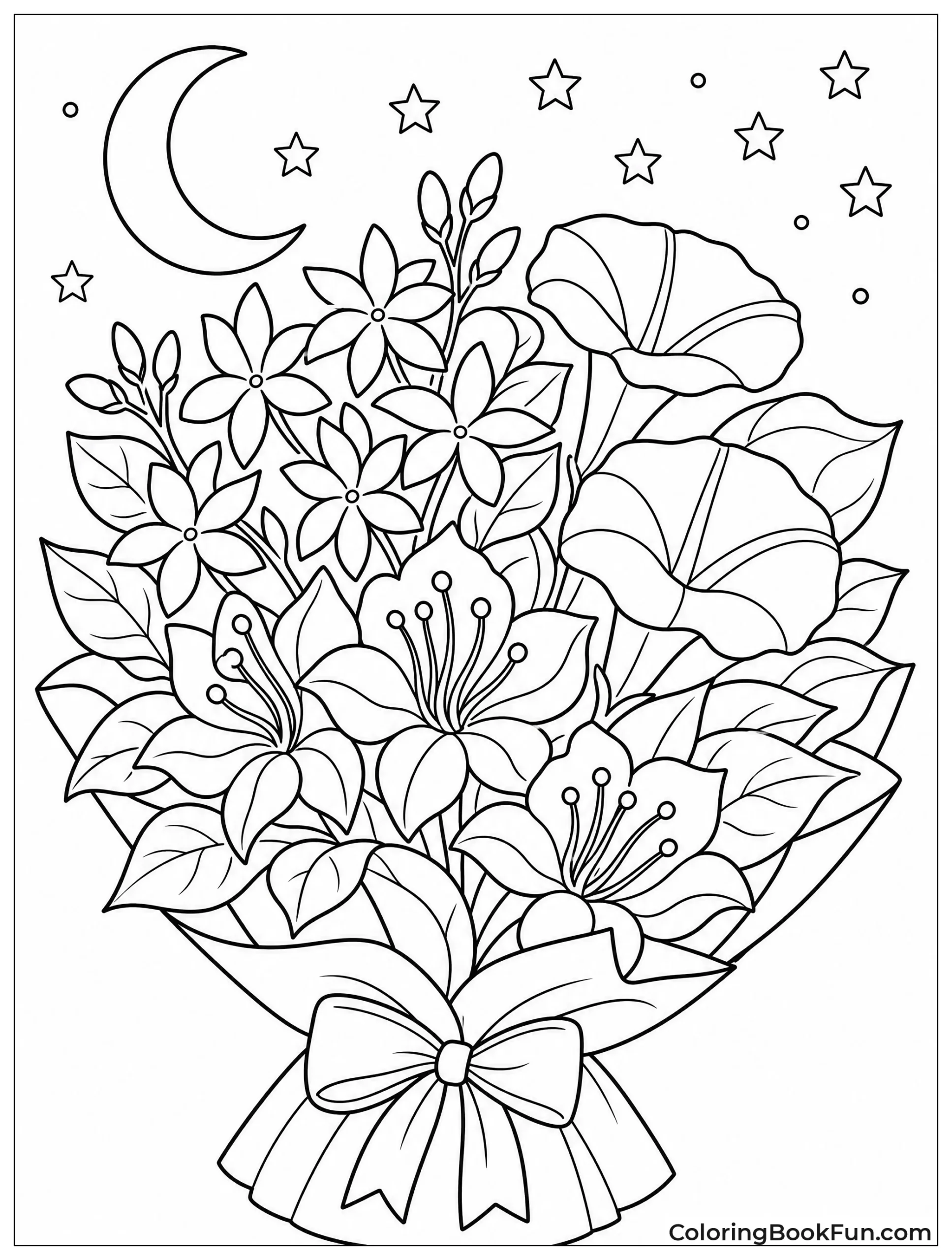 Night Flowers under Moonlight Sky