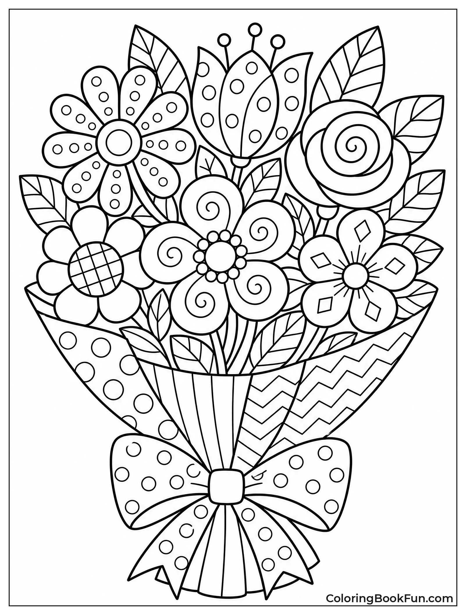 Pattern Filled Decorative Flower Bouquet