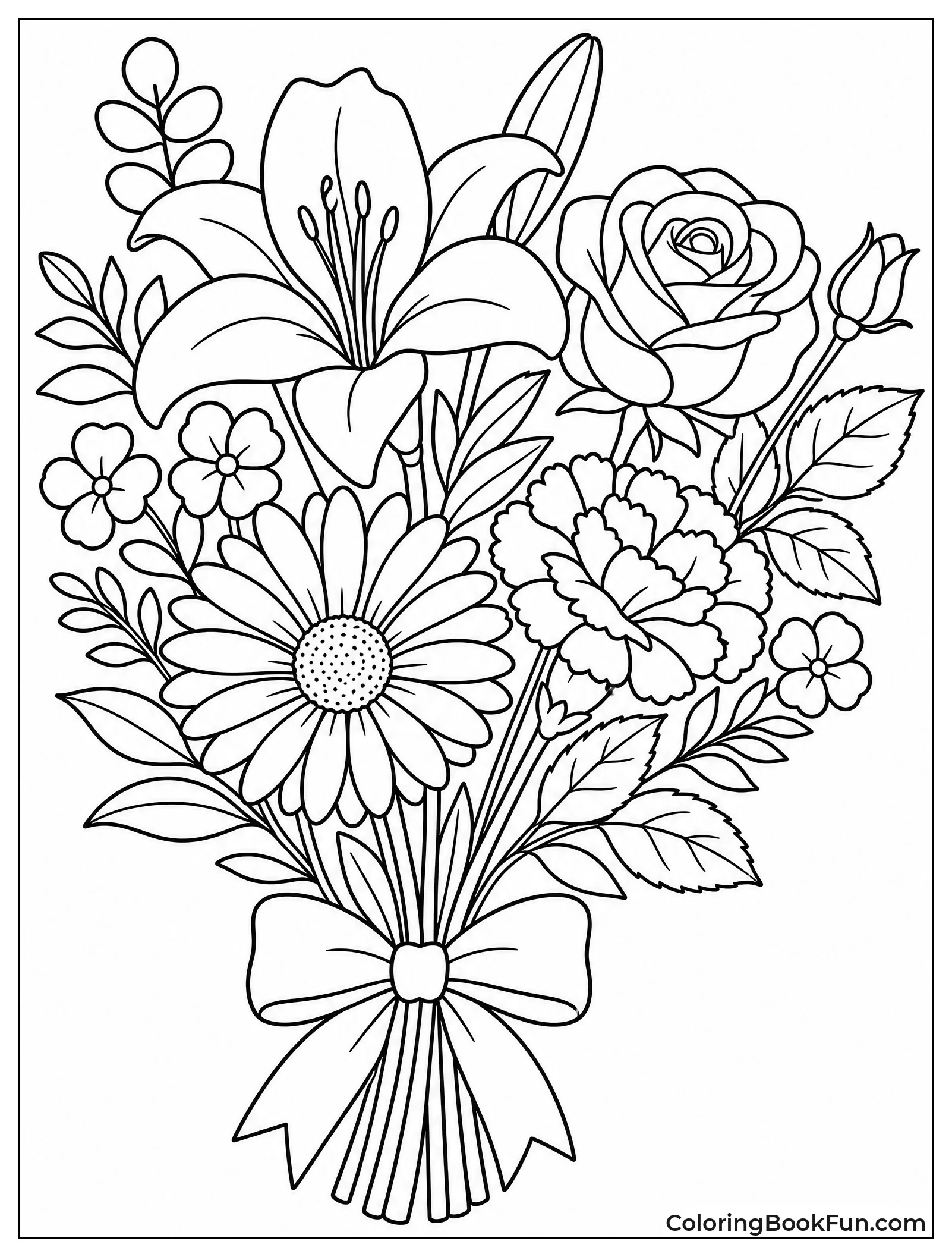 Realistic Botanical Flower Bouquet
