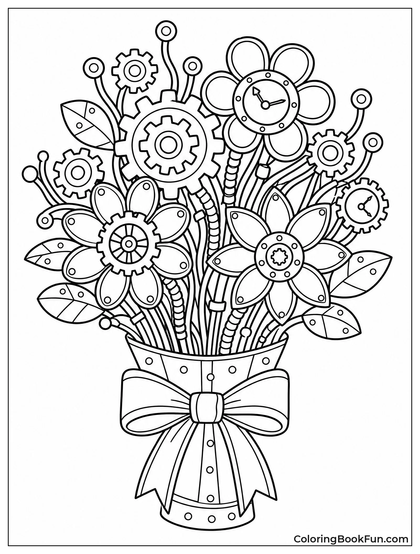 Steampunk Gears and Metal Flowers