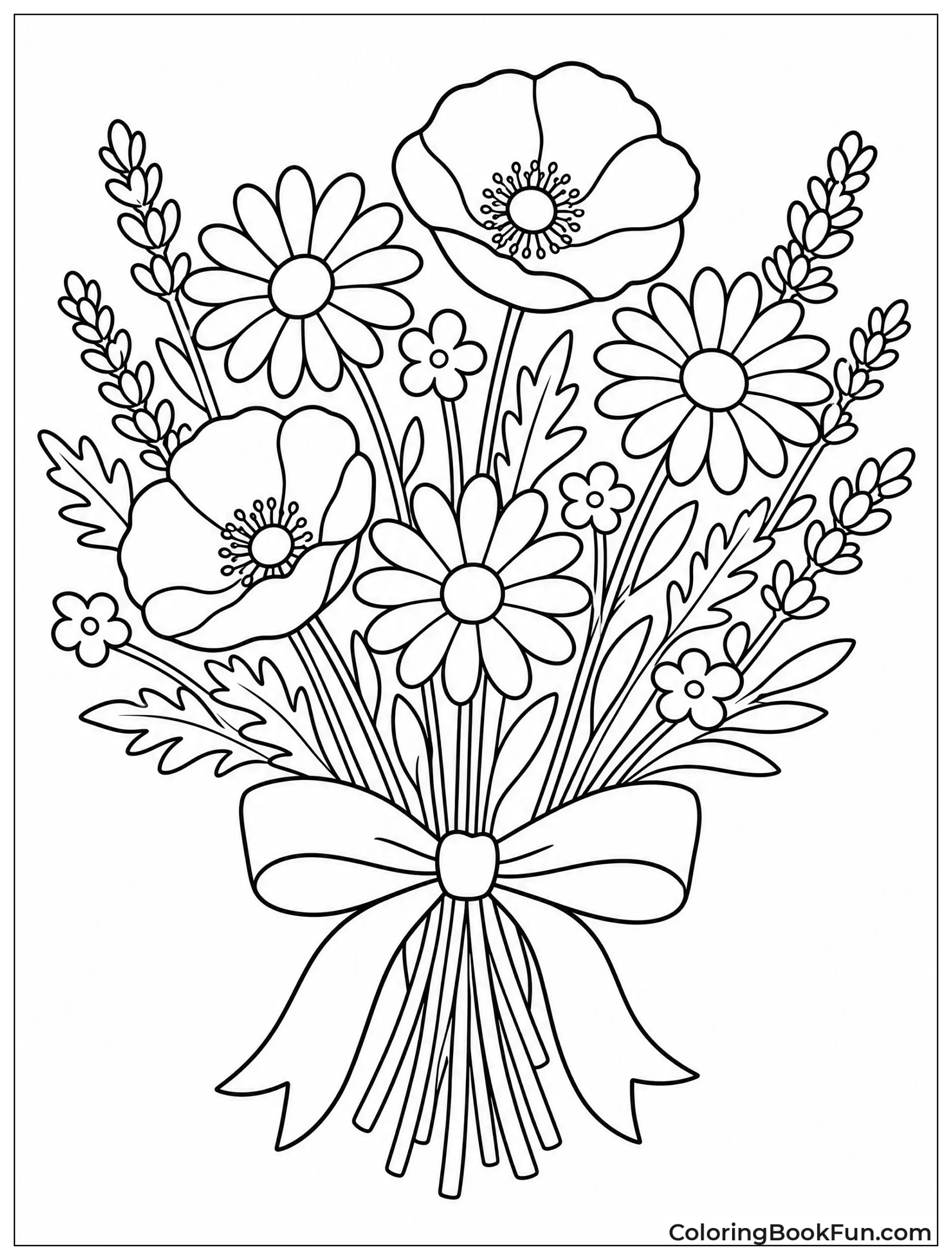 Mixed Wildflowers Tied with Ribbon
