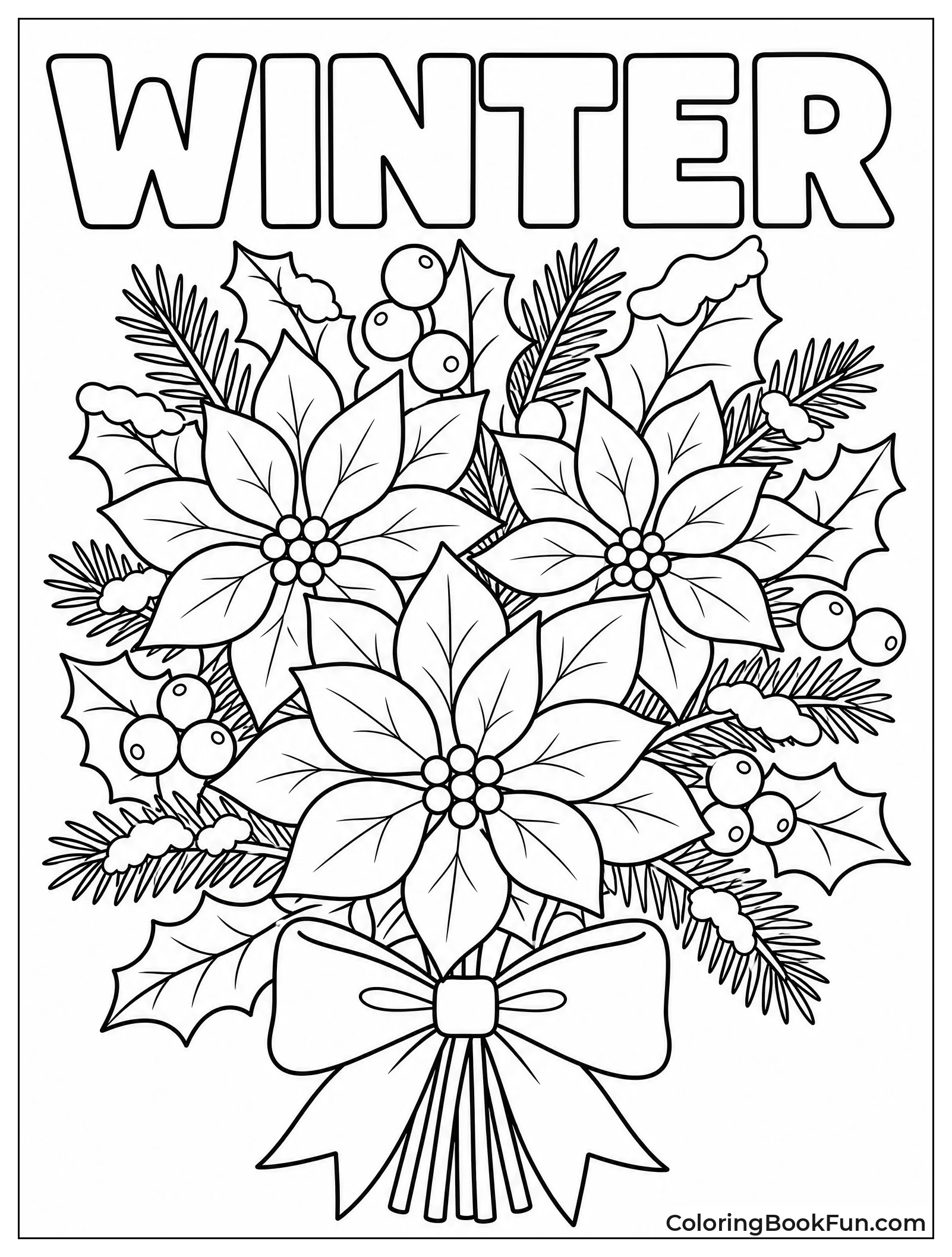 Winter Holly and Poinsettia Bouquet