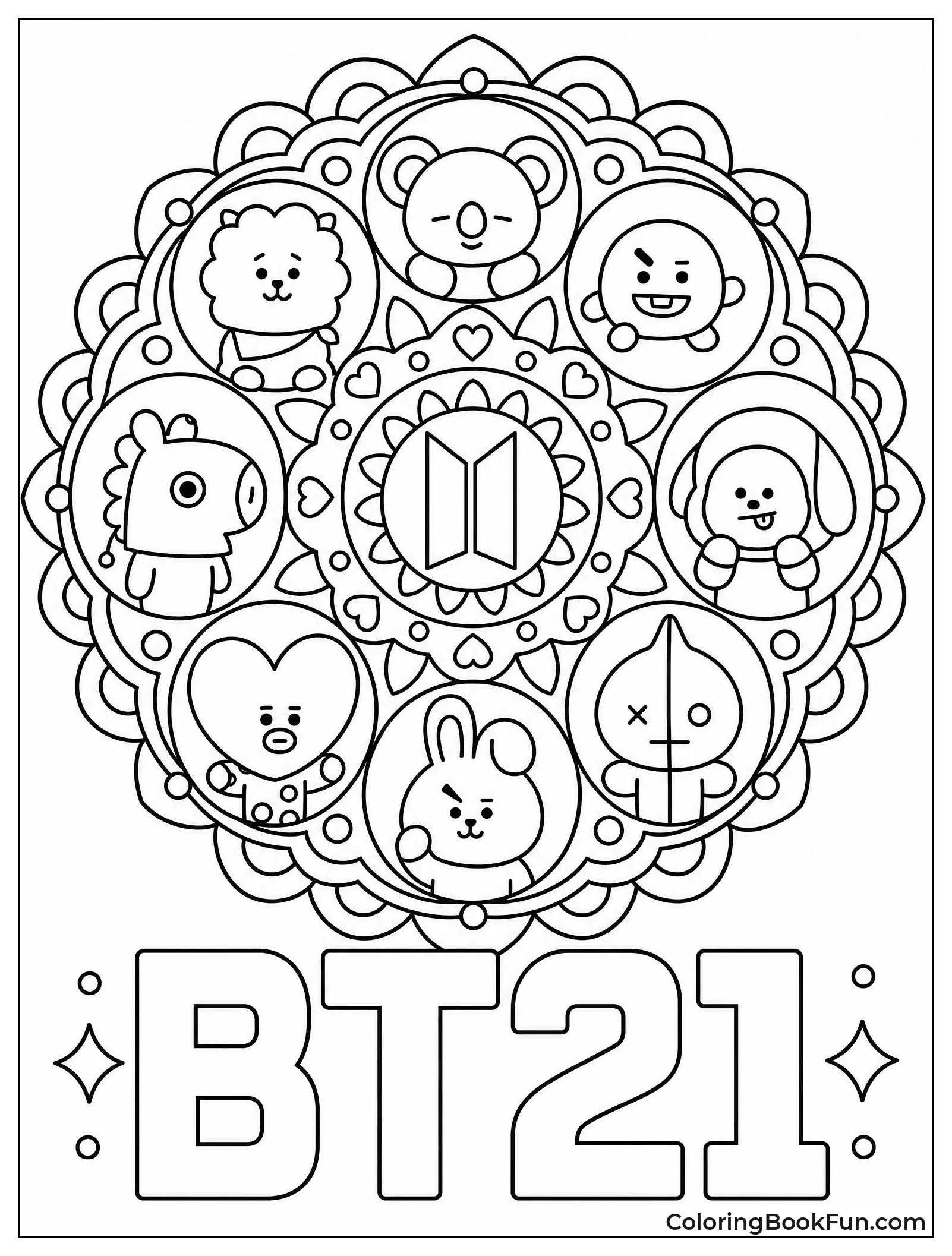 BT21 Characters in Mandala Circle