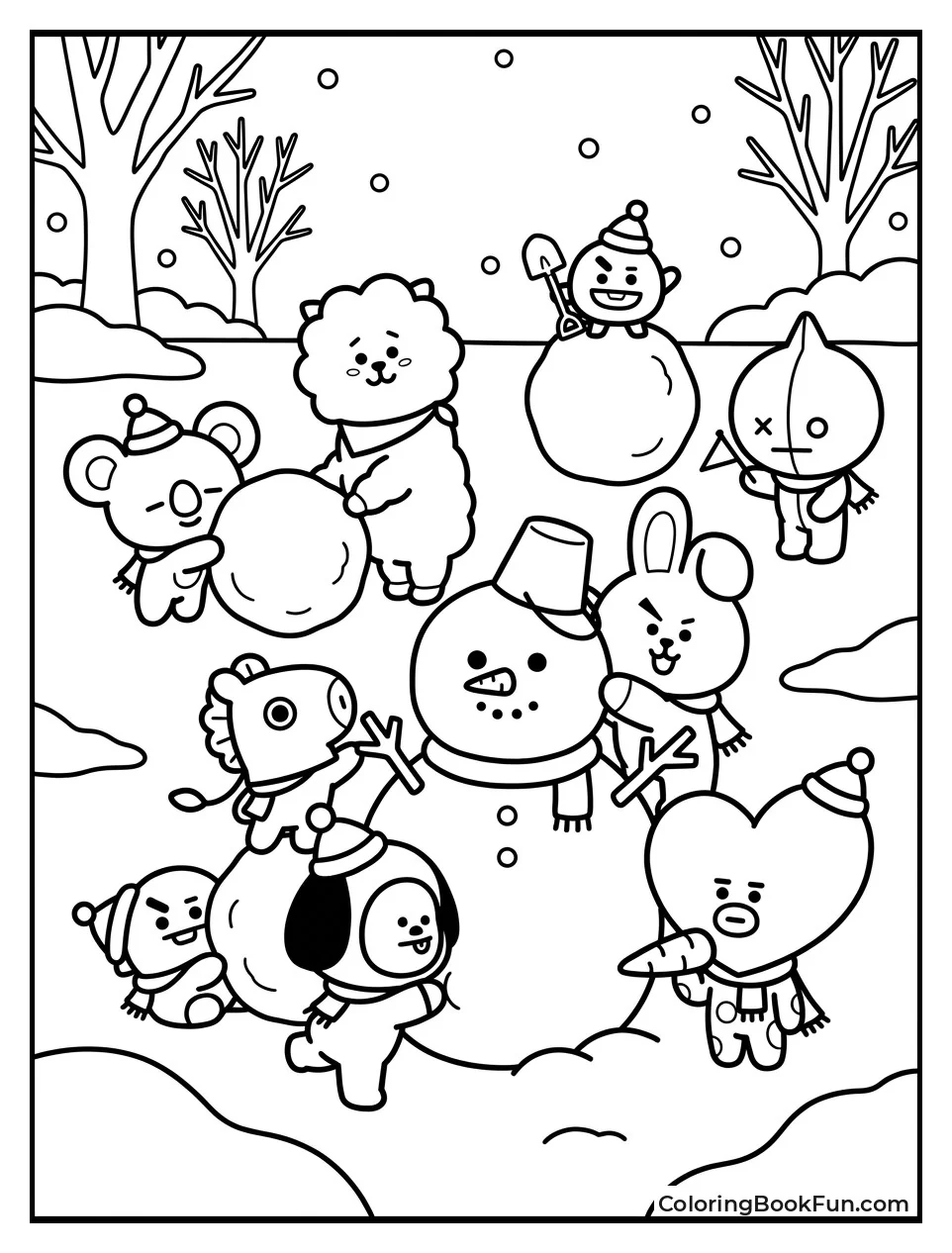 BT21 Building Snowman in Park