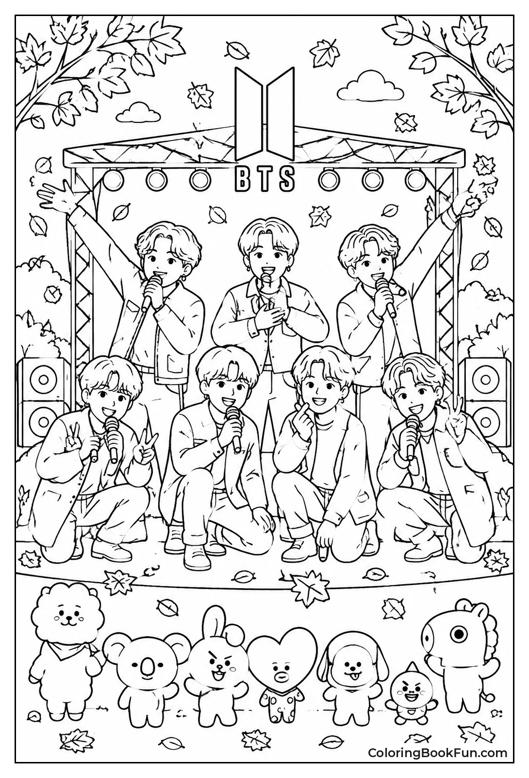 BTS Performing under Autumn Leaves