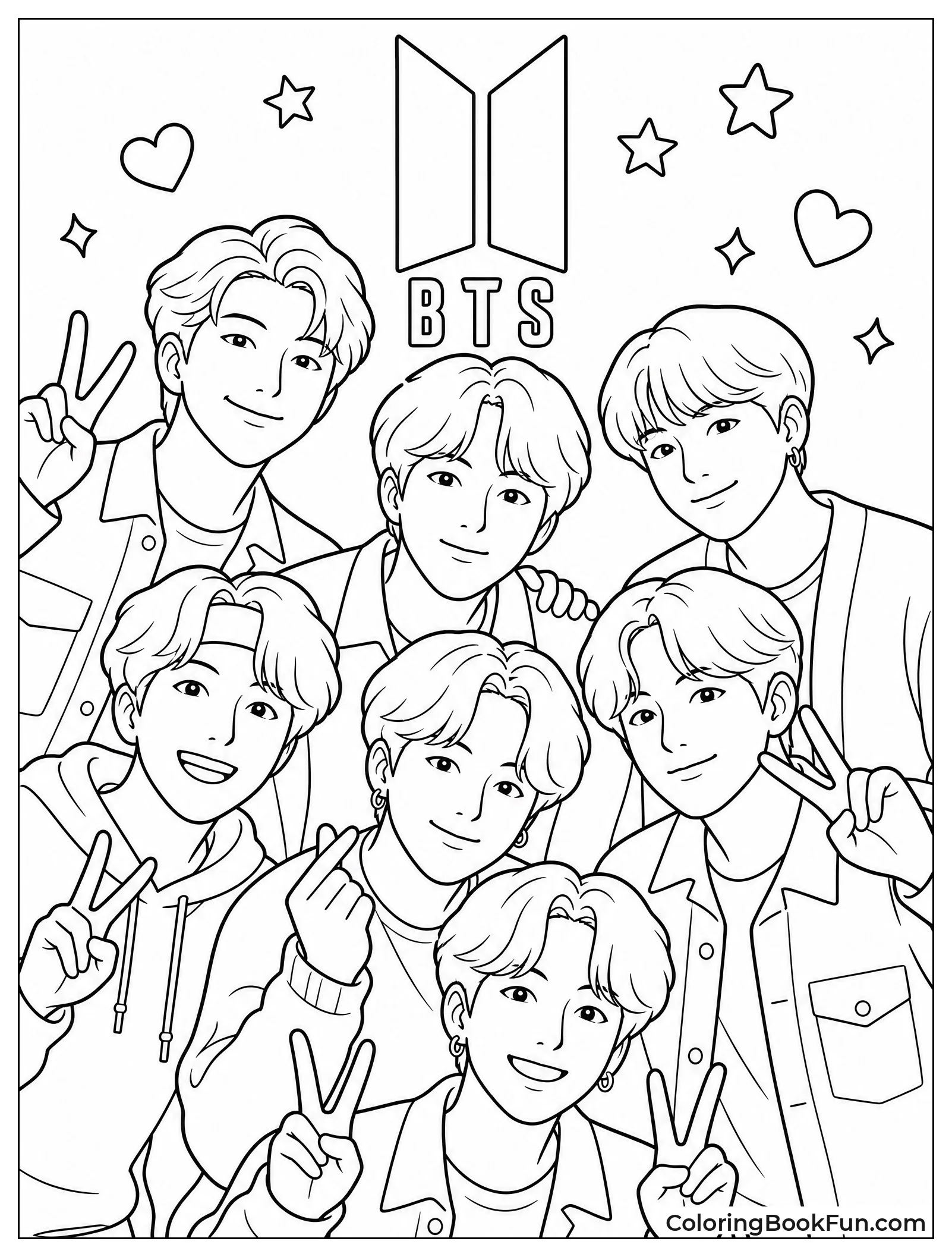 Seven BTS Members Posing Together