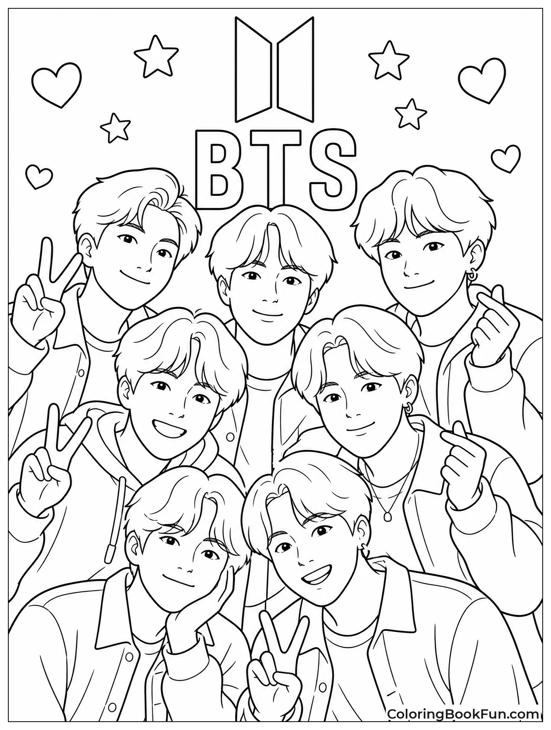 BTS Group in Sketch Style