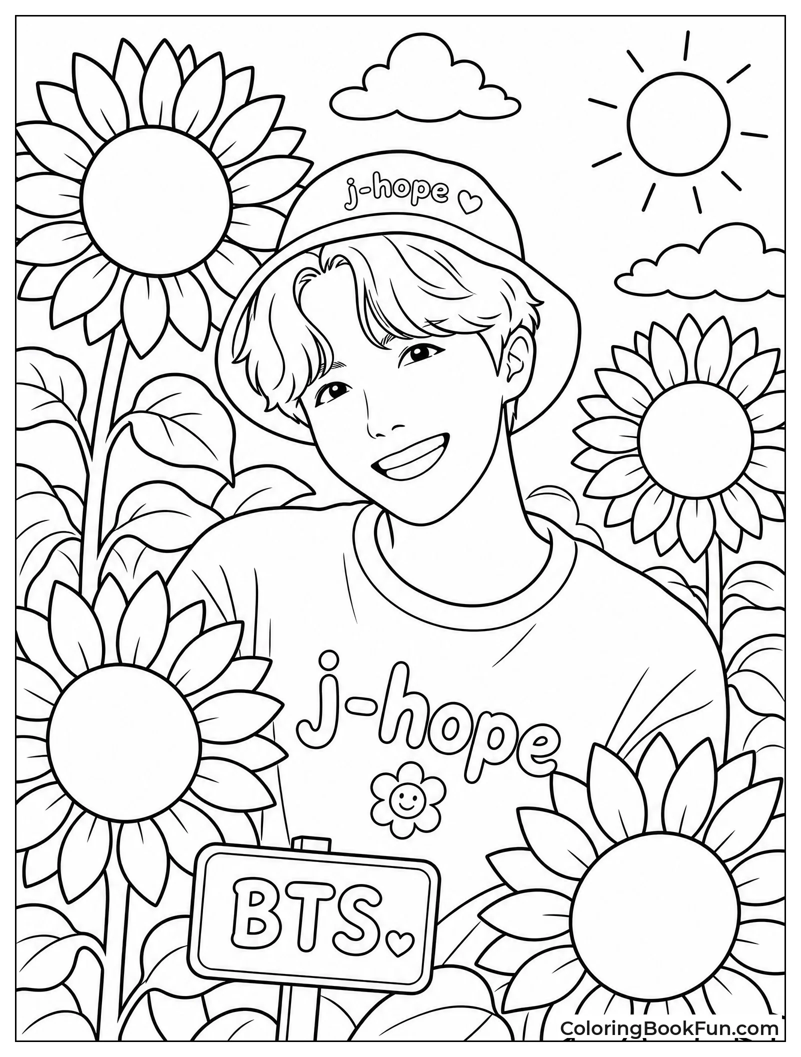 J-Hope Smiling in Sunflower Garden