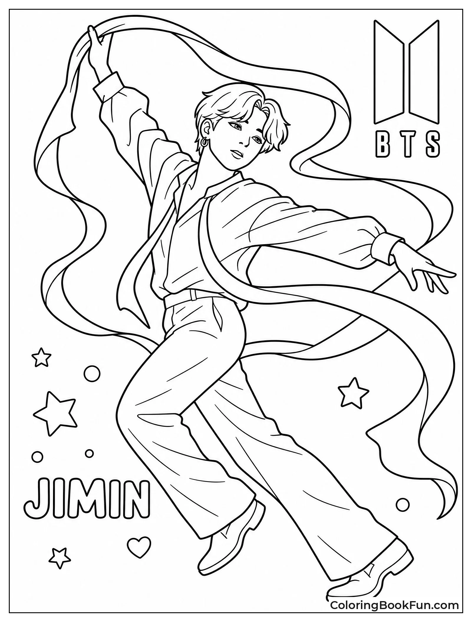 Jimin Dancing with Swirling Ribbons