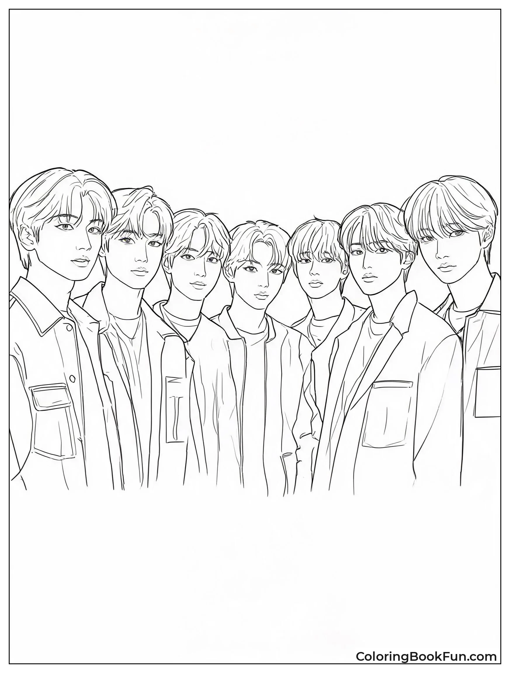 Detailed Group Portrait of BTS