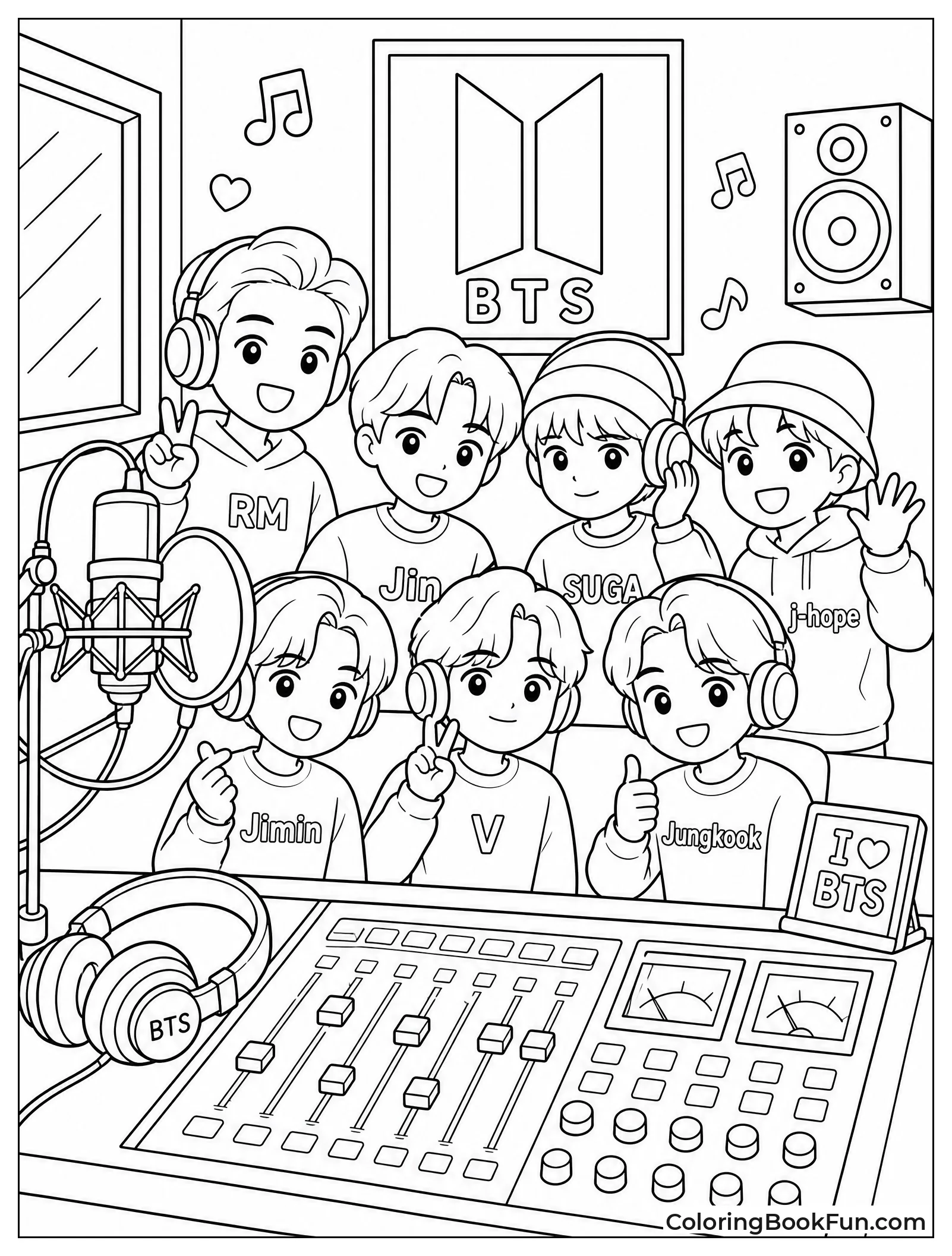 Recording Studio with Microphone and Boards