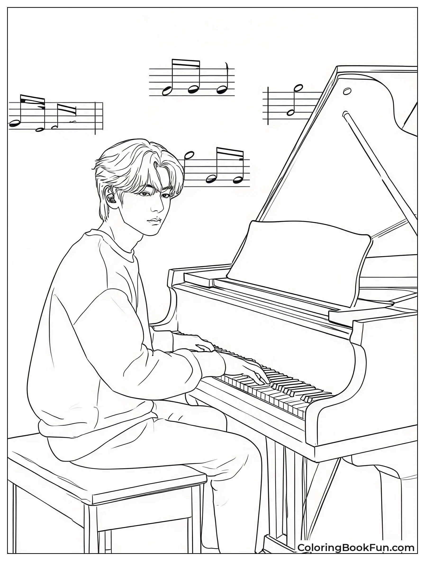 Suga Playing Piano with Notes
