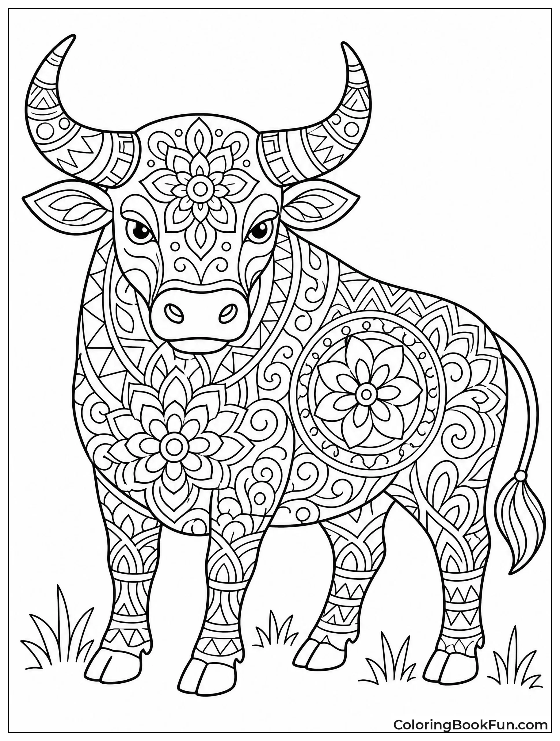 Bull Filled With Mandala Patterns