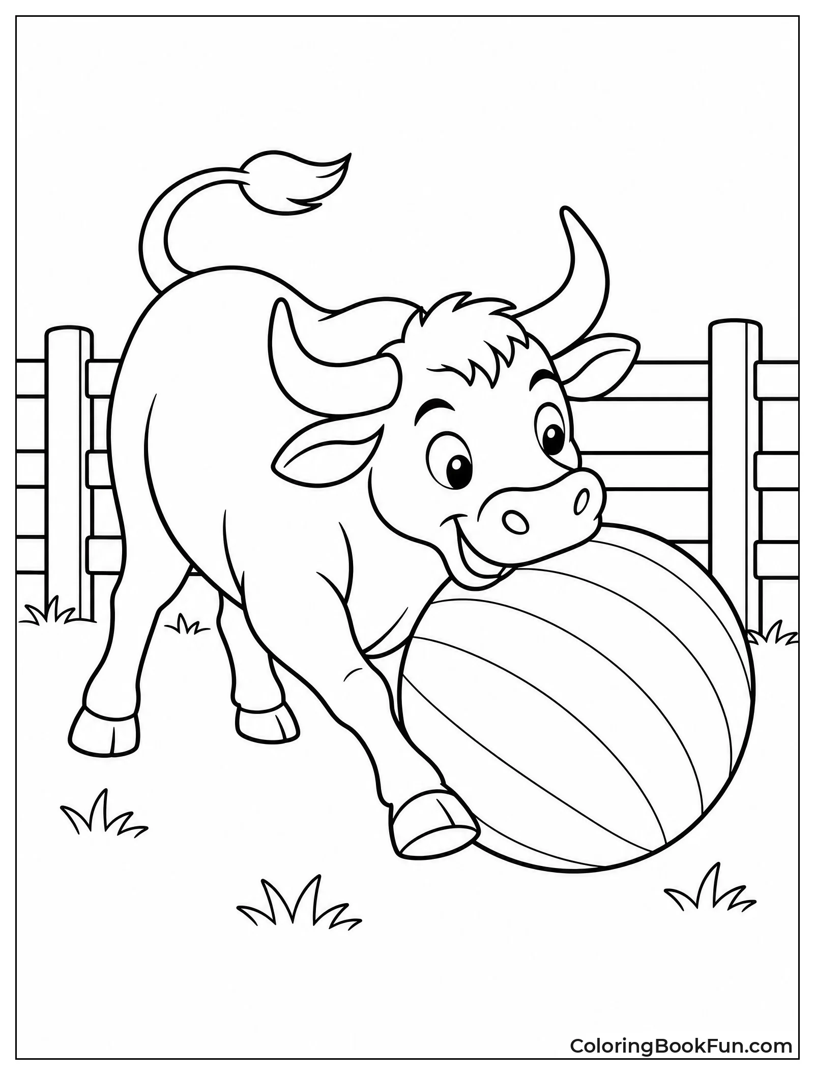 Bull Nudging Big Exercise Ball