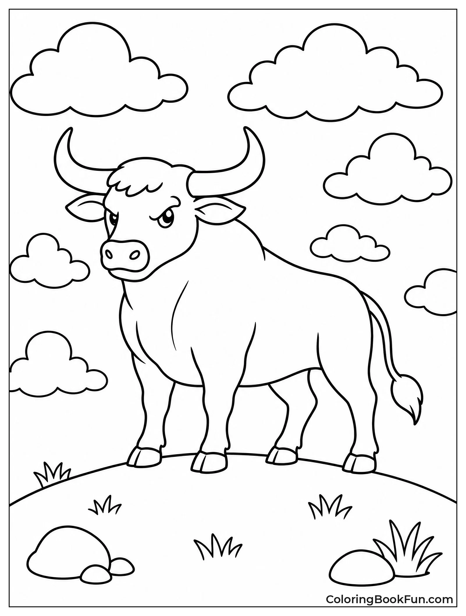 Bull Silhouette on Colorful Hill