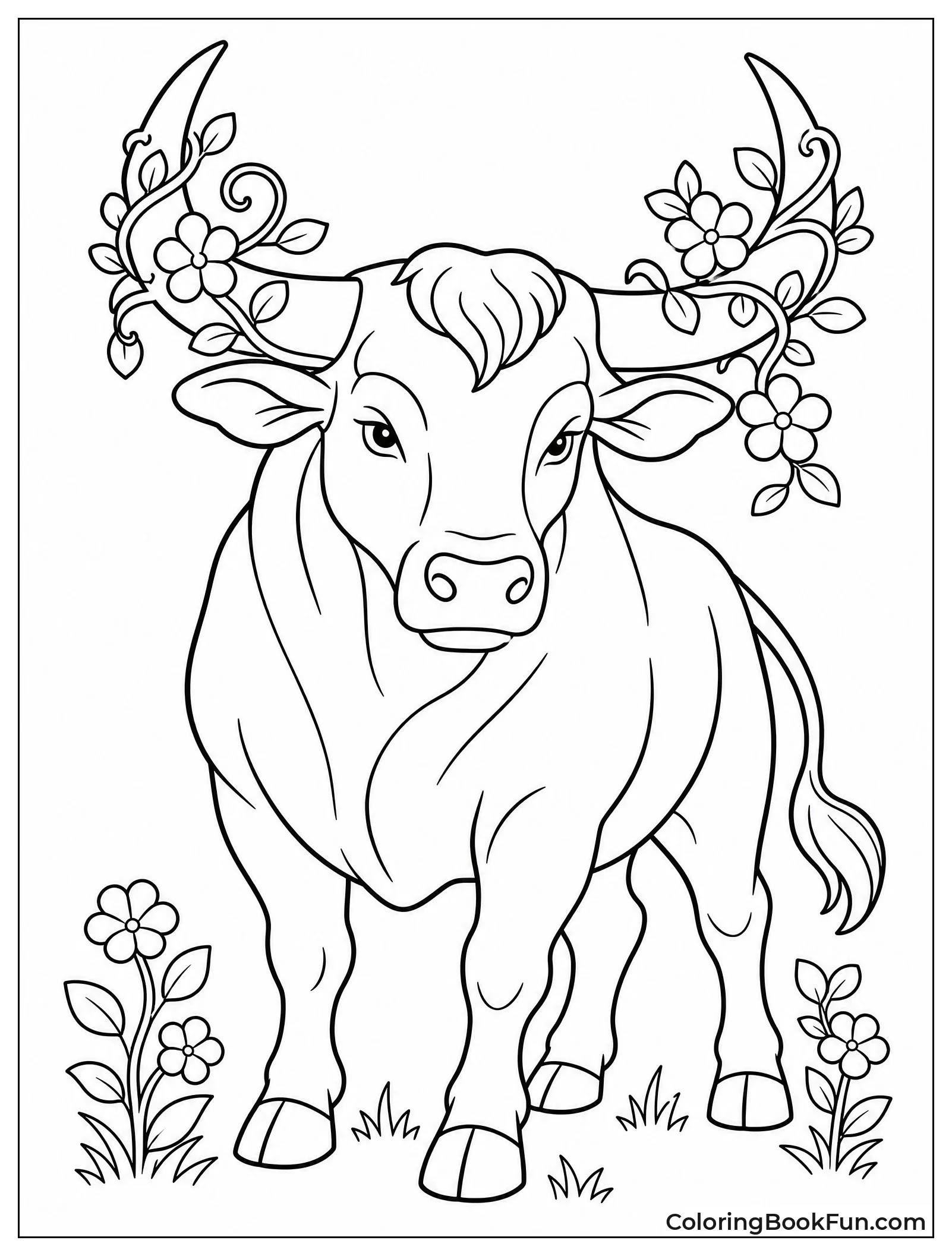Bull With Vines on Horns