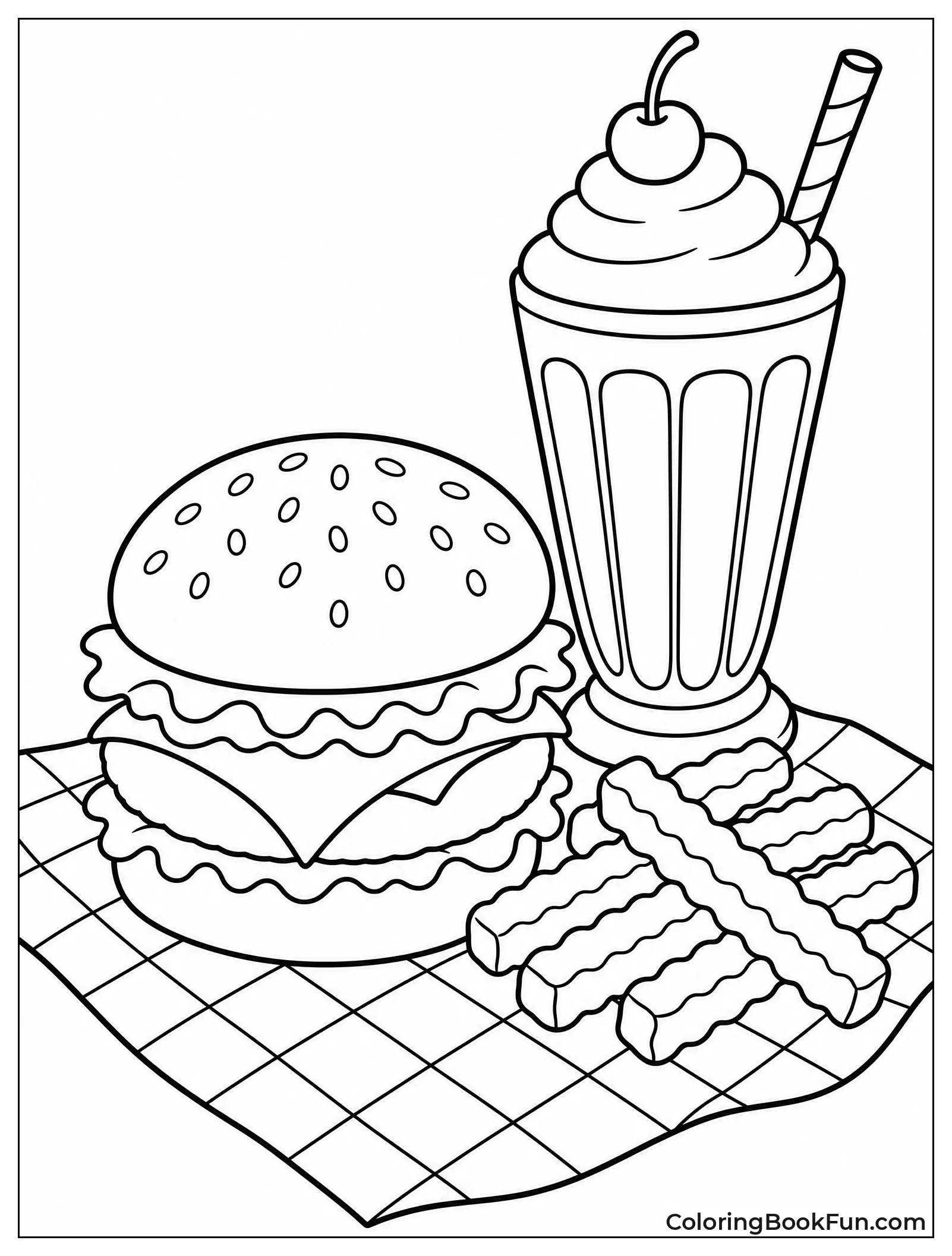 Burger with Fries and Milkshake