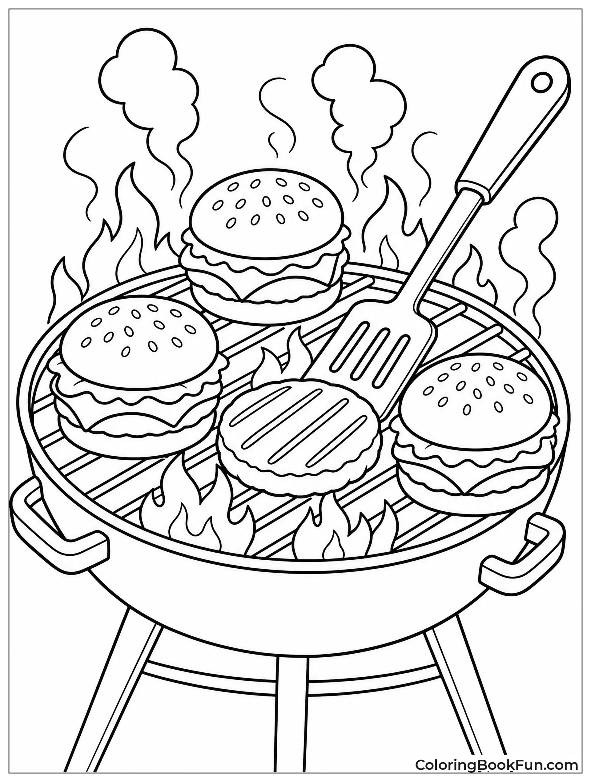 Burgers Sizzling on Backyard Grill