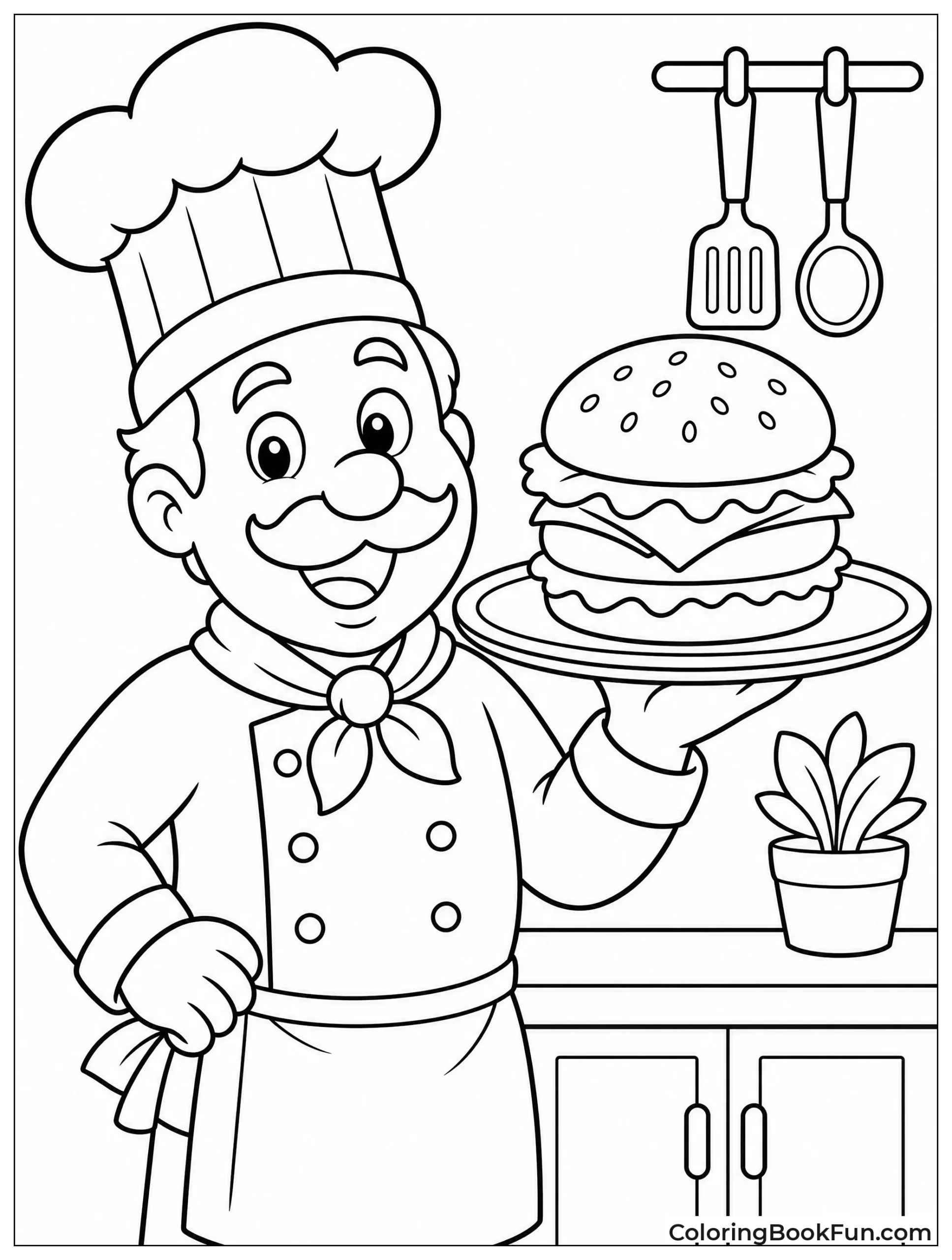 Chef Presenting Burger on Tray