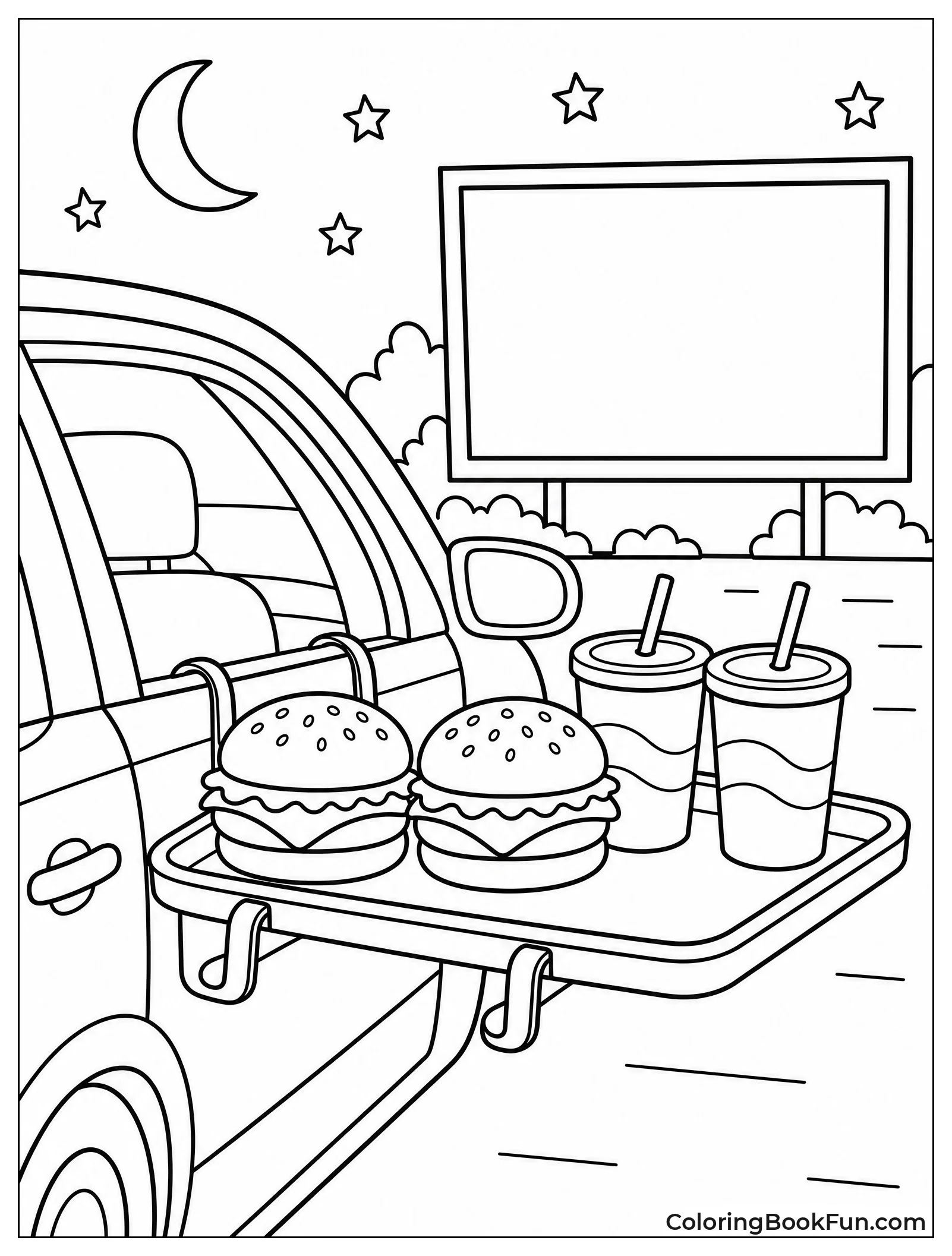 Burgers on Car Window Tray