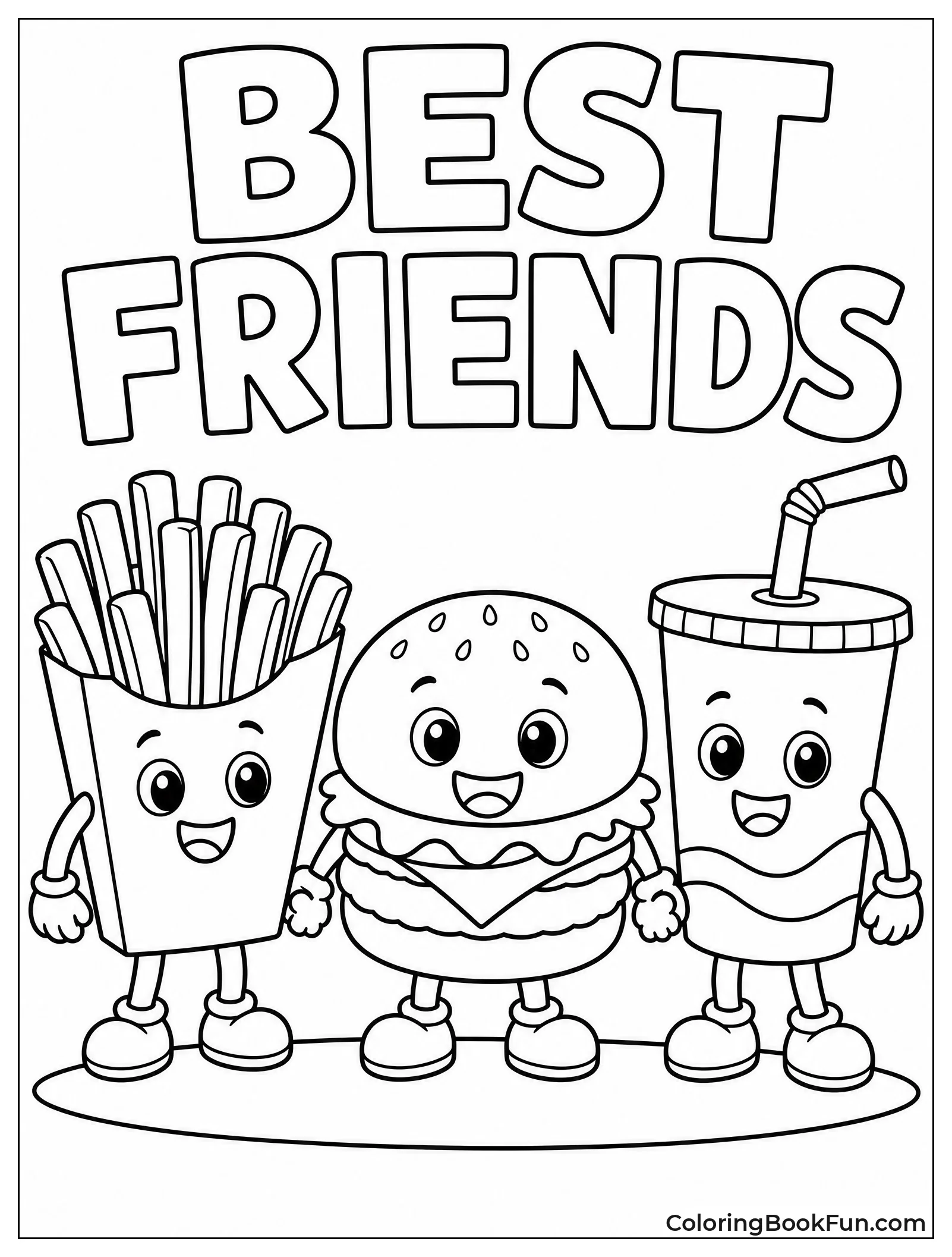 Burger and Fries Holding Hands