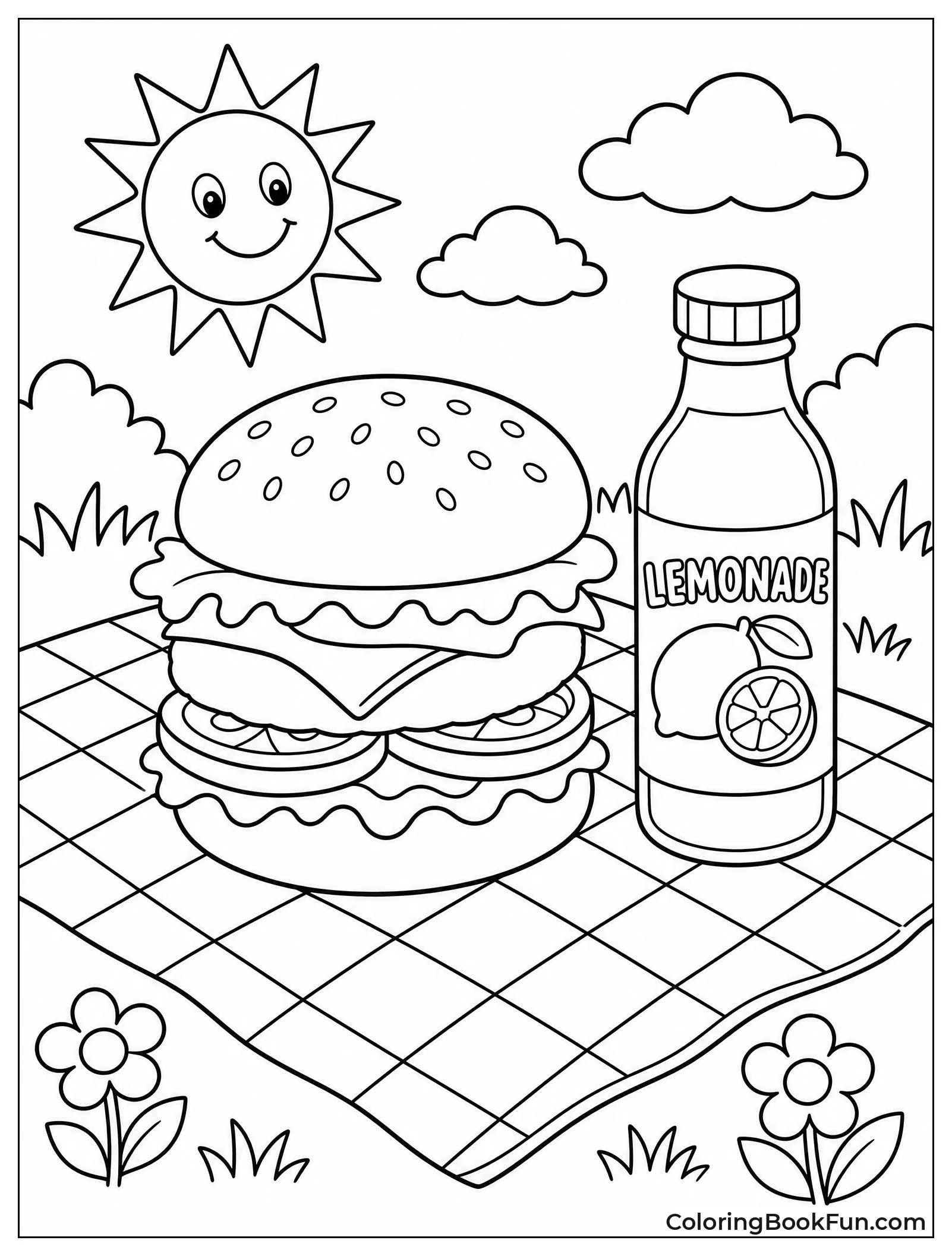 Burger on Picnic Blanket