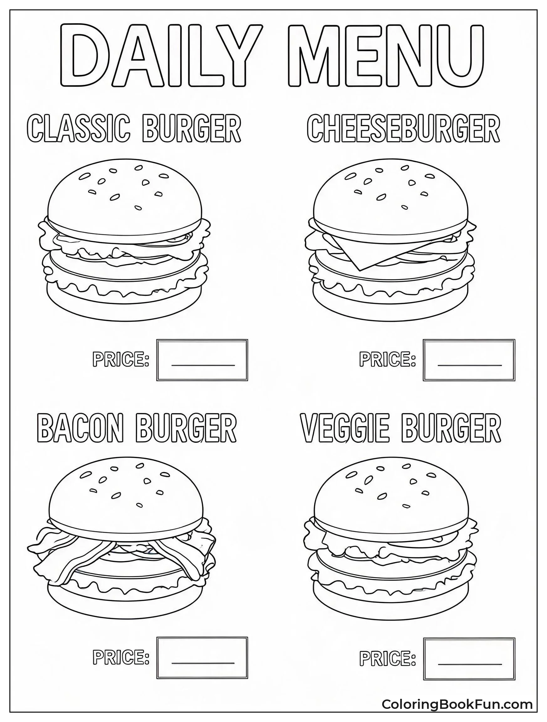 Chalkboard Menu with Burger Drawings